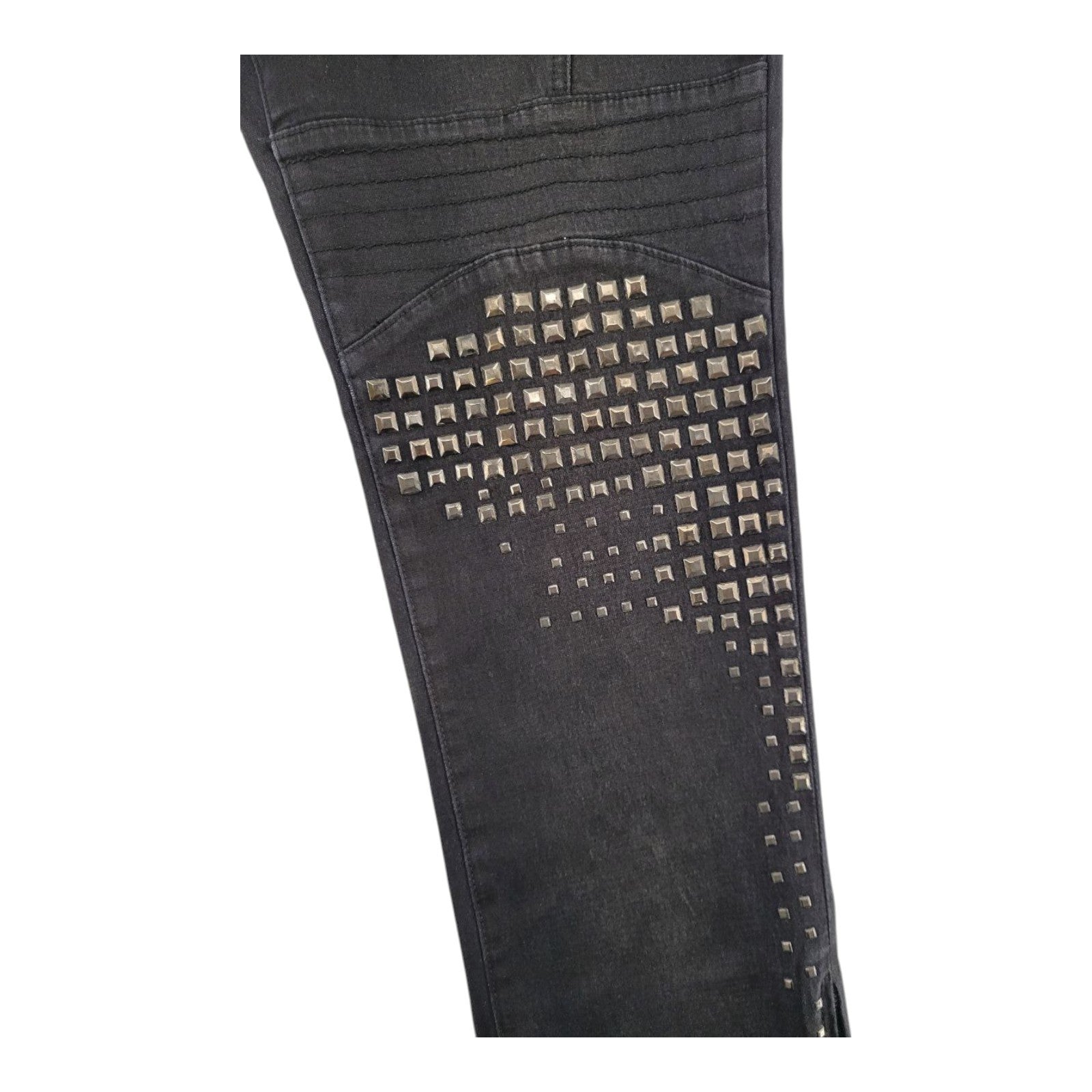 DG2 by Diane Gilman Black Studded Moto Jeans Size 14 Stretch Zip Hem