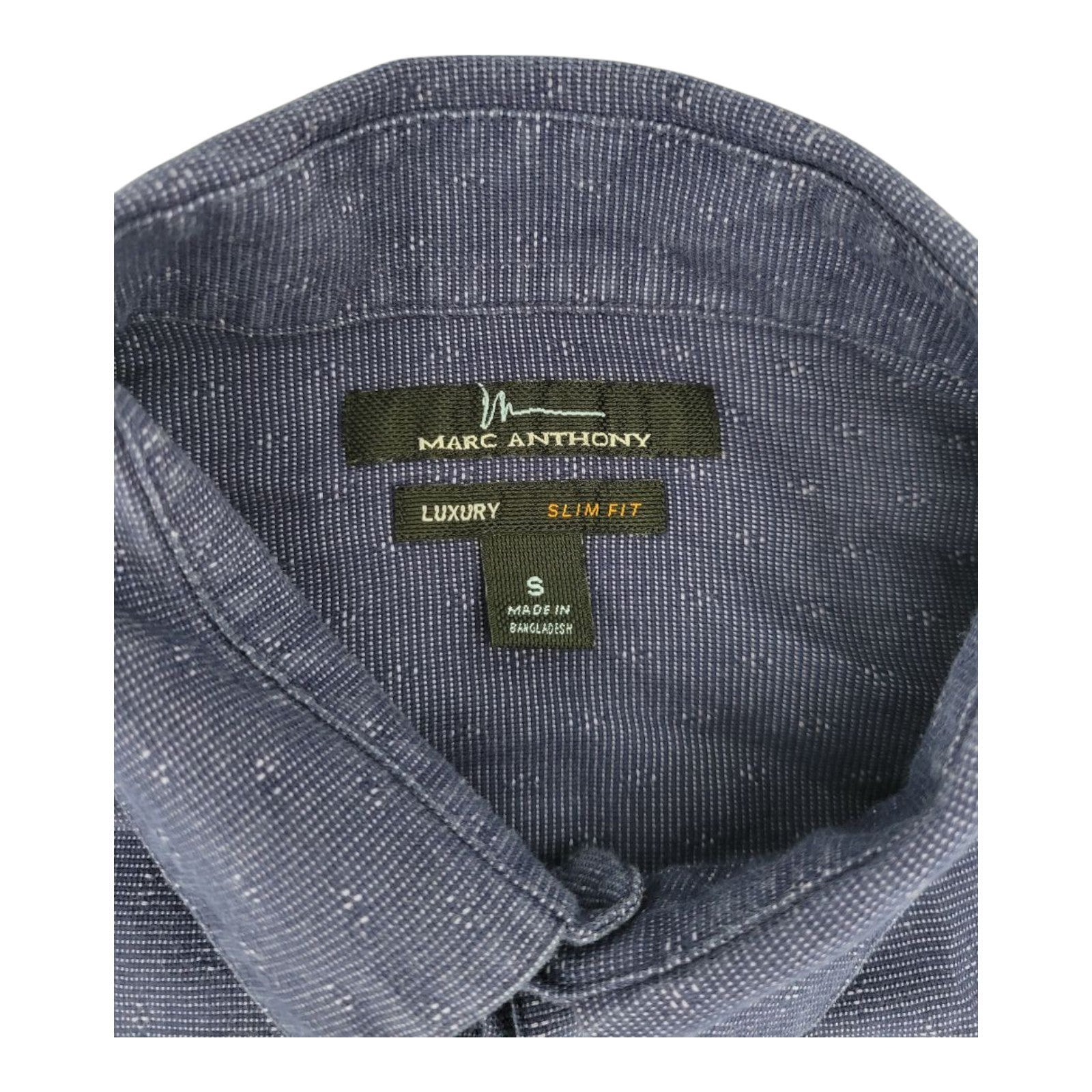 Marc Anthony Luxury Slim Fit Blue Textured Button Down Shirt Long Sleeve Mens S