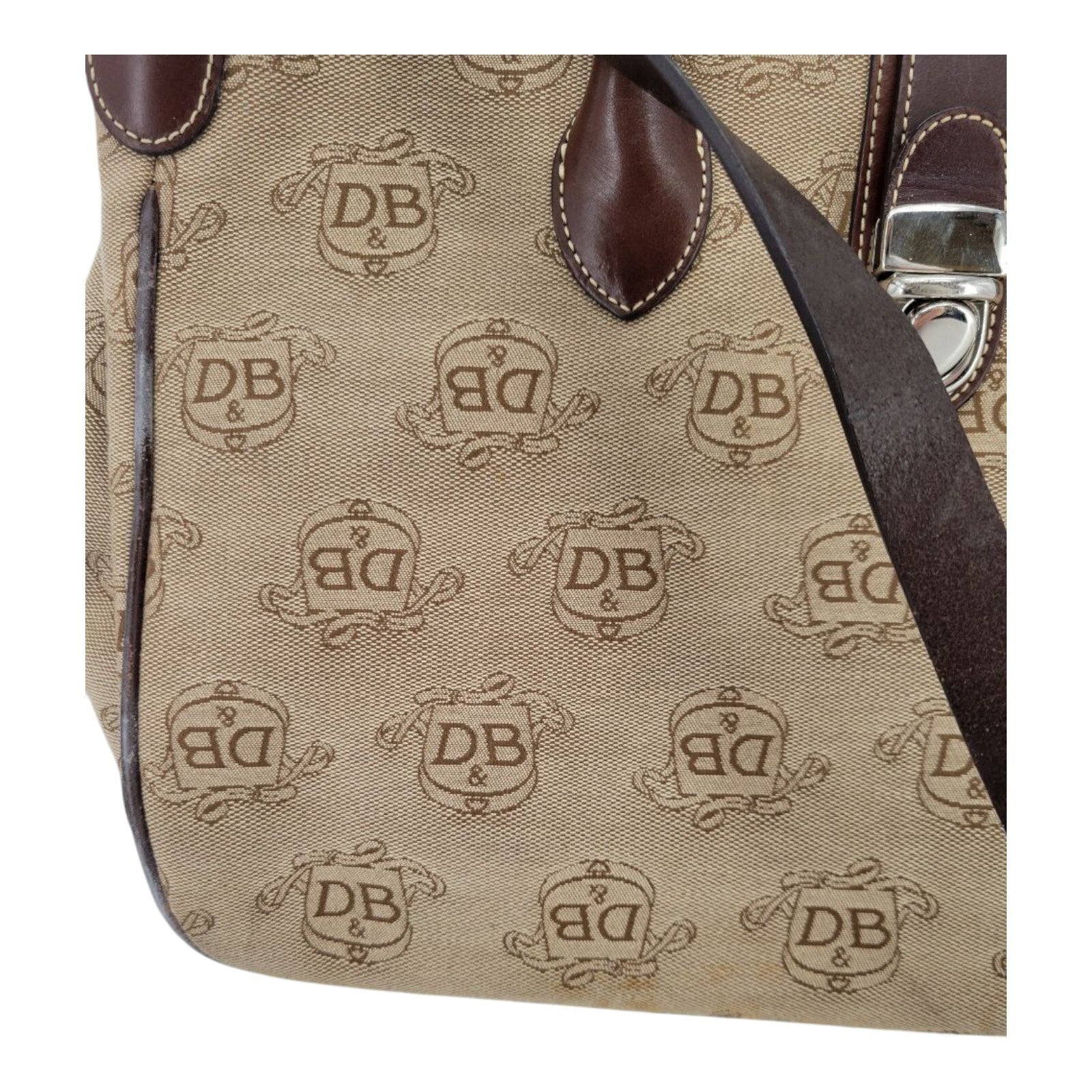 Dooney & Bourke D&B Canvas Brown Tan Satchel Tote Cross Purse Body Bag