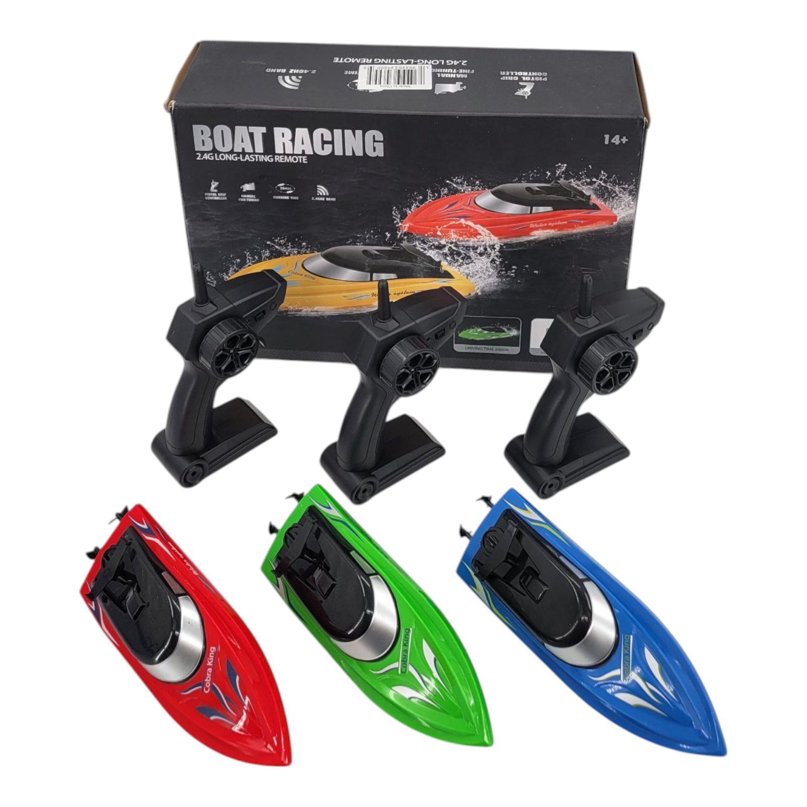 3 Pack RC Racing Boats 2.4GHz 10km/h Remote Control Red Blue Green Adults Kids