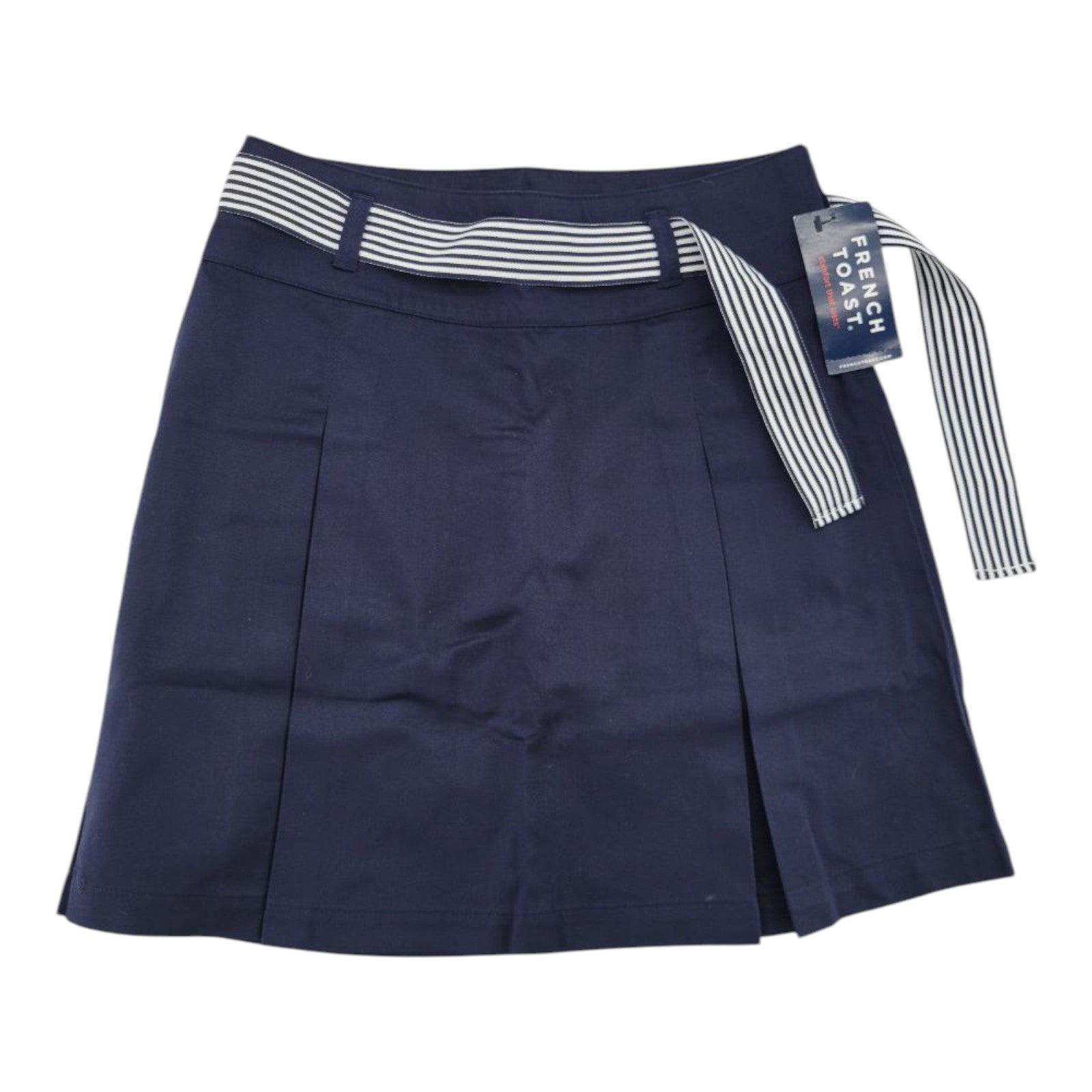 French Toast Girls 2 Pleat Scooter Skirt Navy Size 12 Belted SX9257E