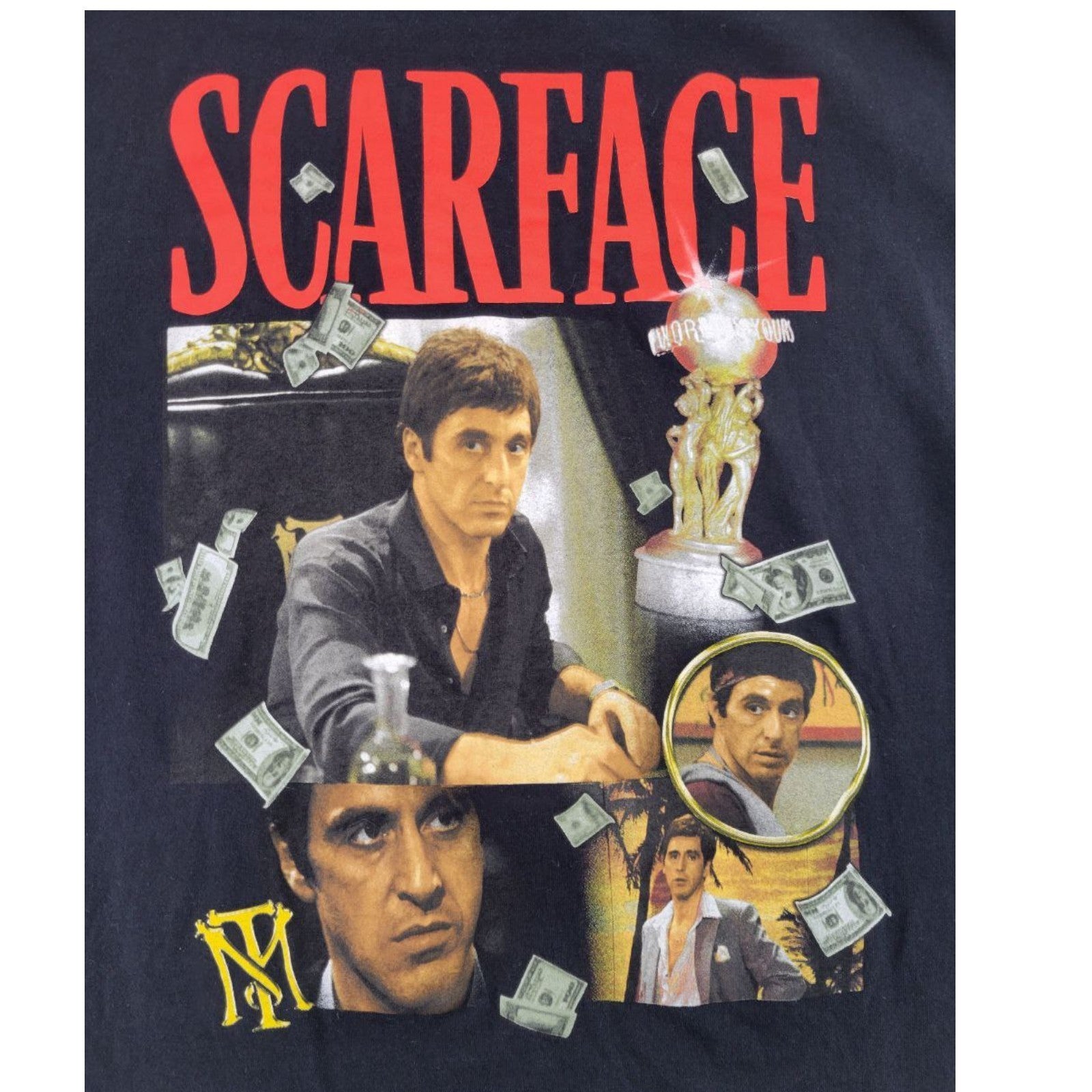 Scarface Graphic T-Shirt Size L Black Cotton Hybrid Apparel Movie Tee