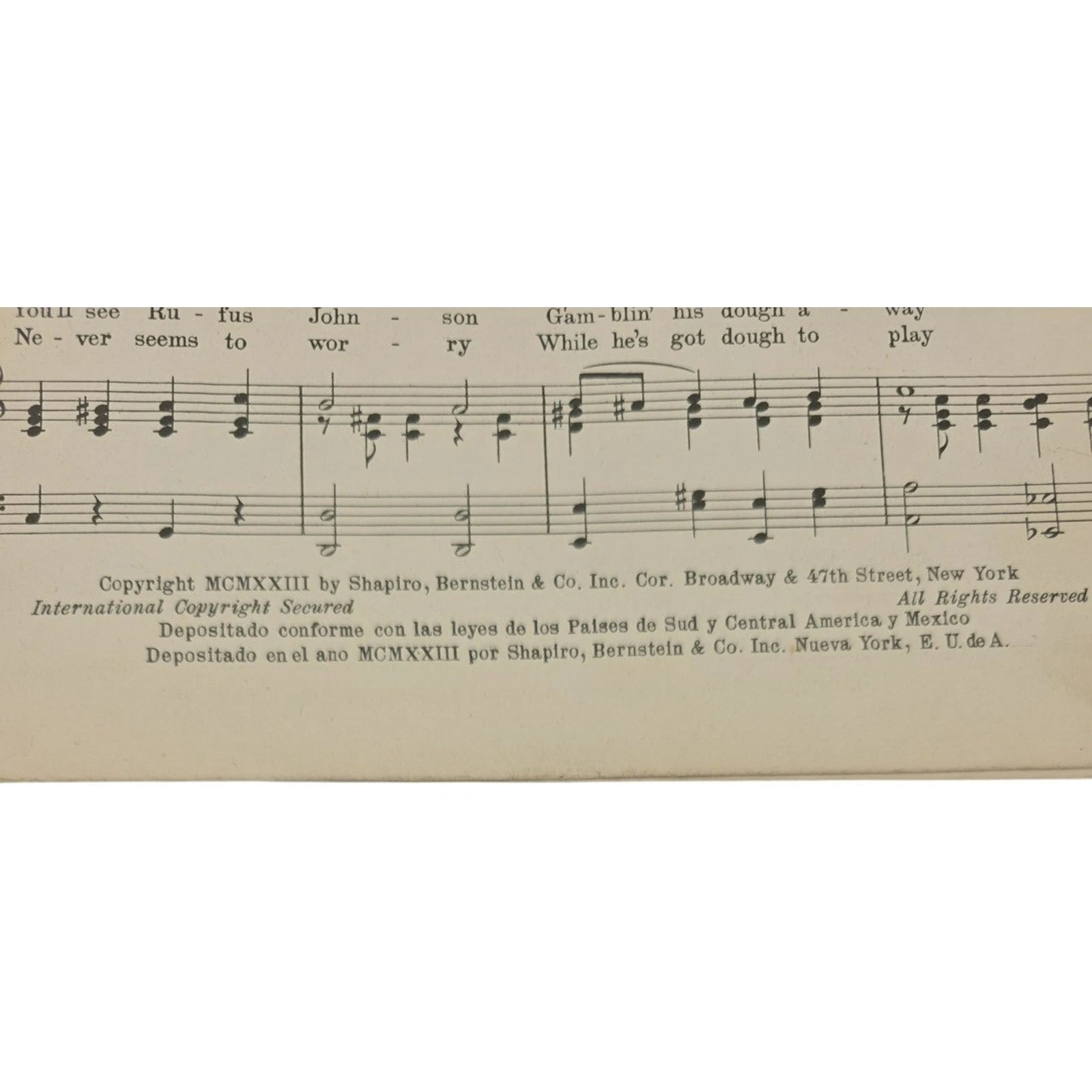 Vintage 1923 Sheet Music 7 or 11 My Dixie Pair o Dice by Brown & Donaldson