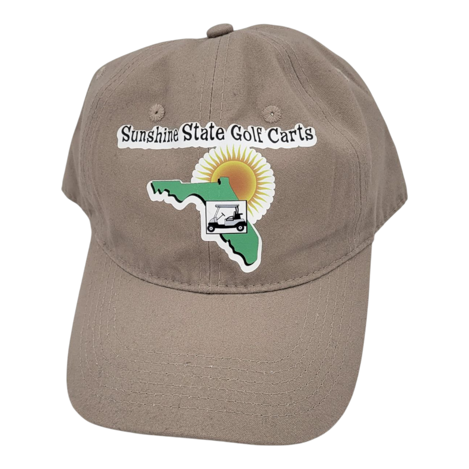 Sunshine State Golf Carts Unstructured Tan Adjustable Baseball Hat with Logo