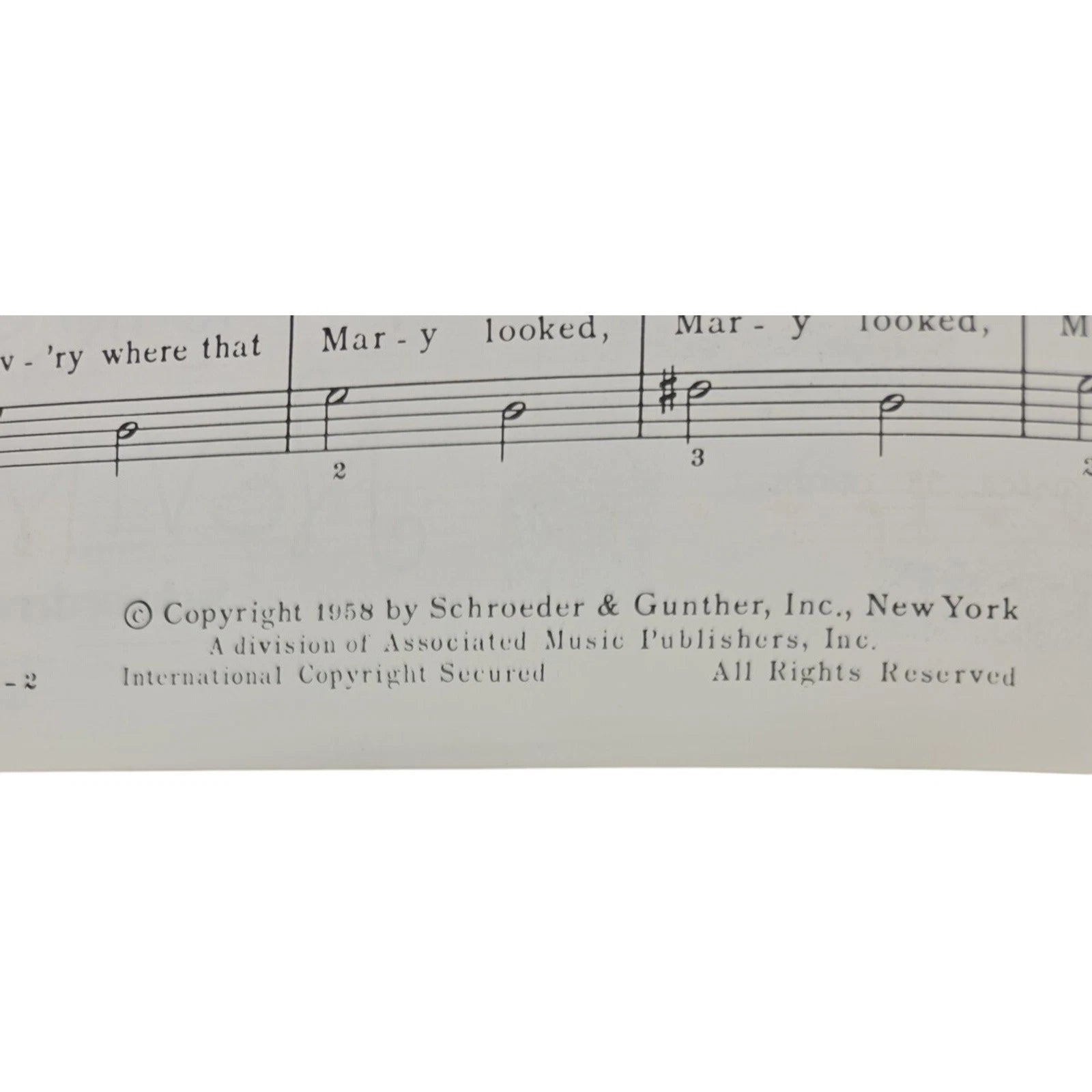 Mary Lost Her Little Lamb 1958 Sheet Music by Mark Nevin Piano Solo with Words