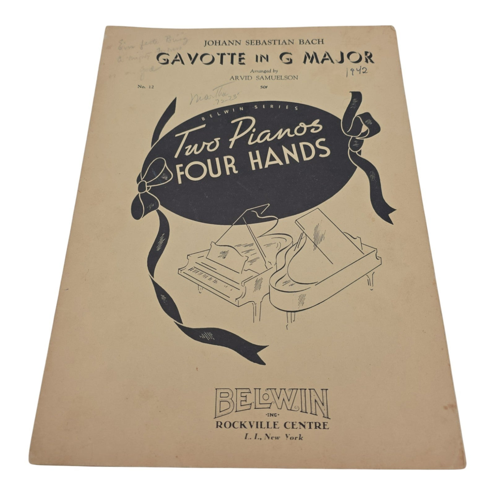 Two Pianos Four Hands Gavotte In G Major Sheet Music 1942