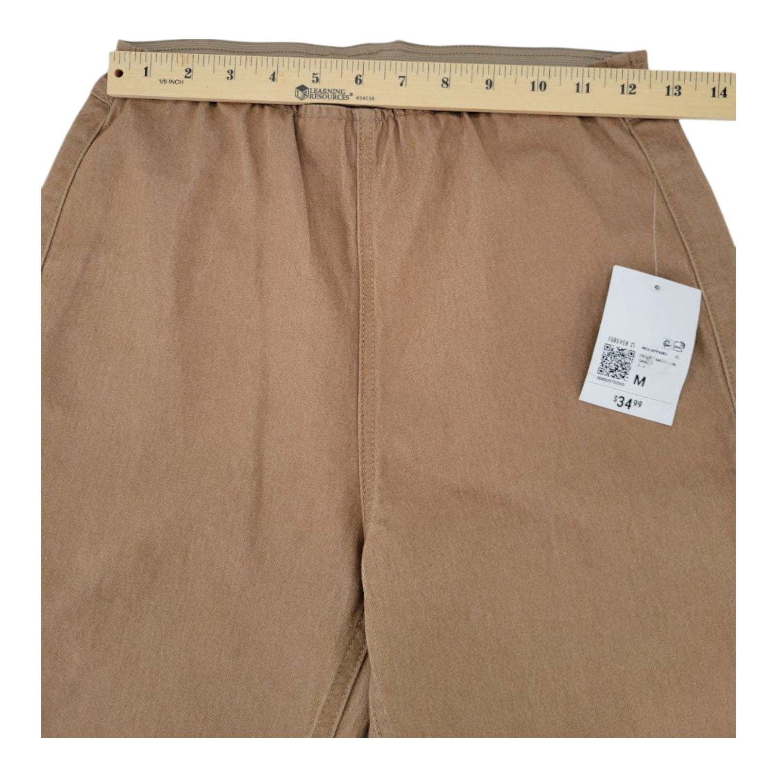 Forever 21 Premium Womens Brown Elastic Hight Waist Bell Bottom Pull On Pants M
