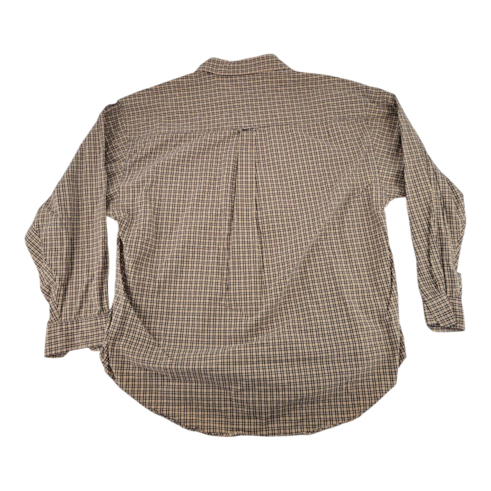 GANT USA Mens Shirt Beige Navy Tartan Plaid Cotton Button Down XXL