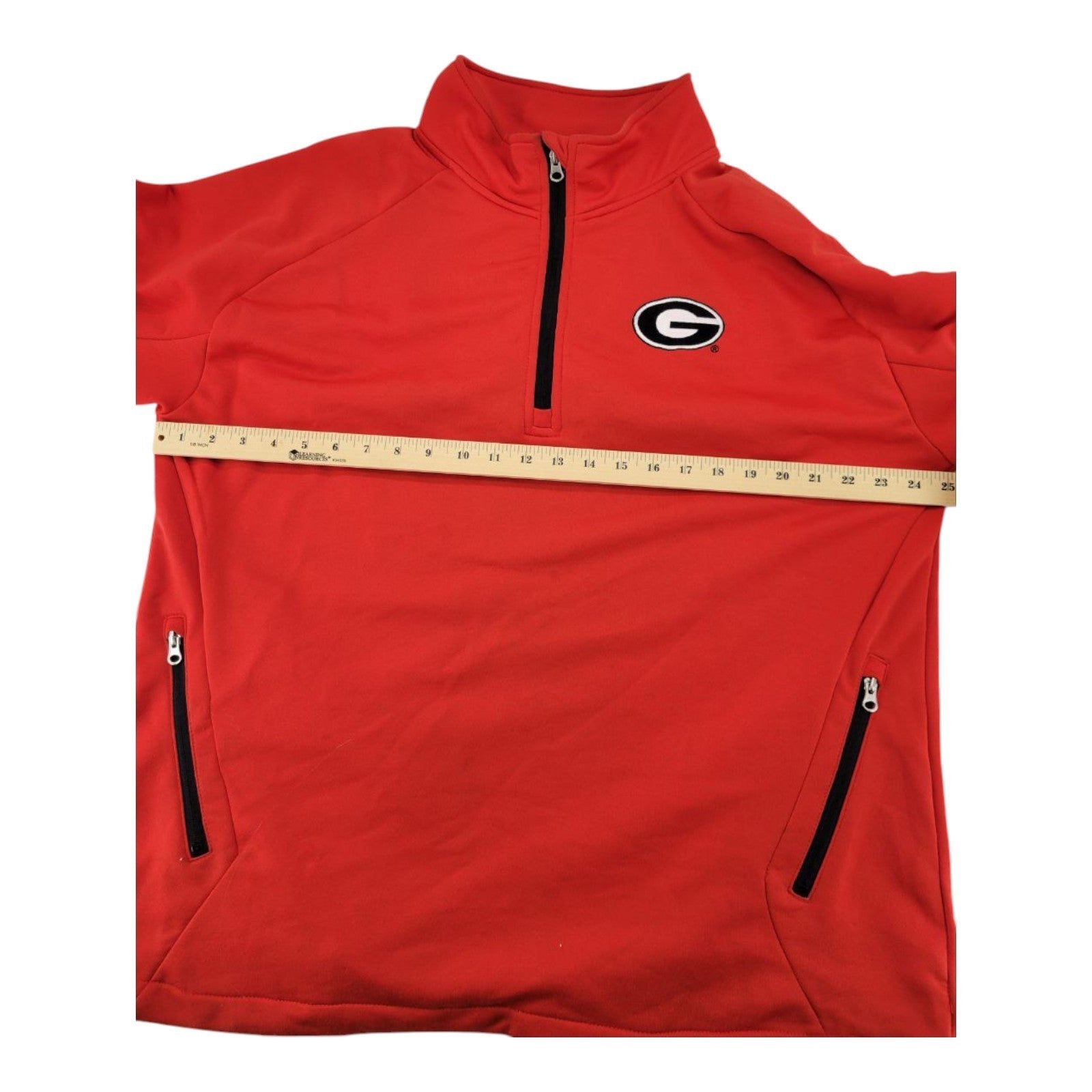 Georgia Bulldogs 1/4 Zip Pullover XL Red Black Zippers Logo Genuine Stuff