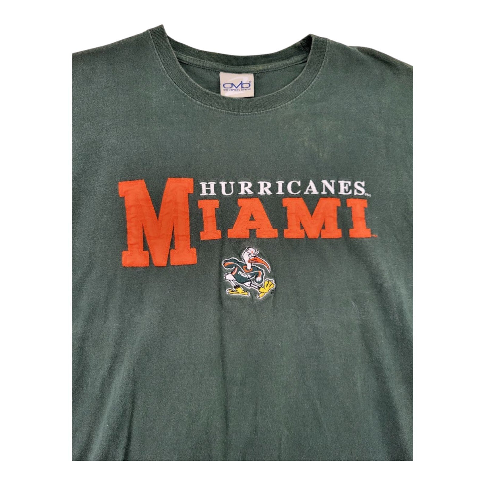 OVB Old Varsity Brand Ibis Logo Miami Hurricanes Mens Green T-Shirt Size M