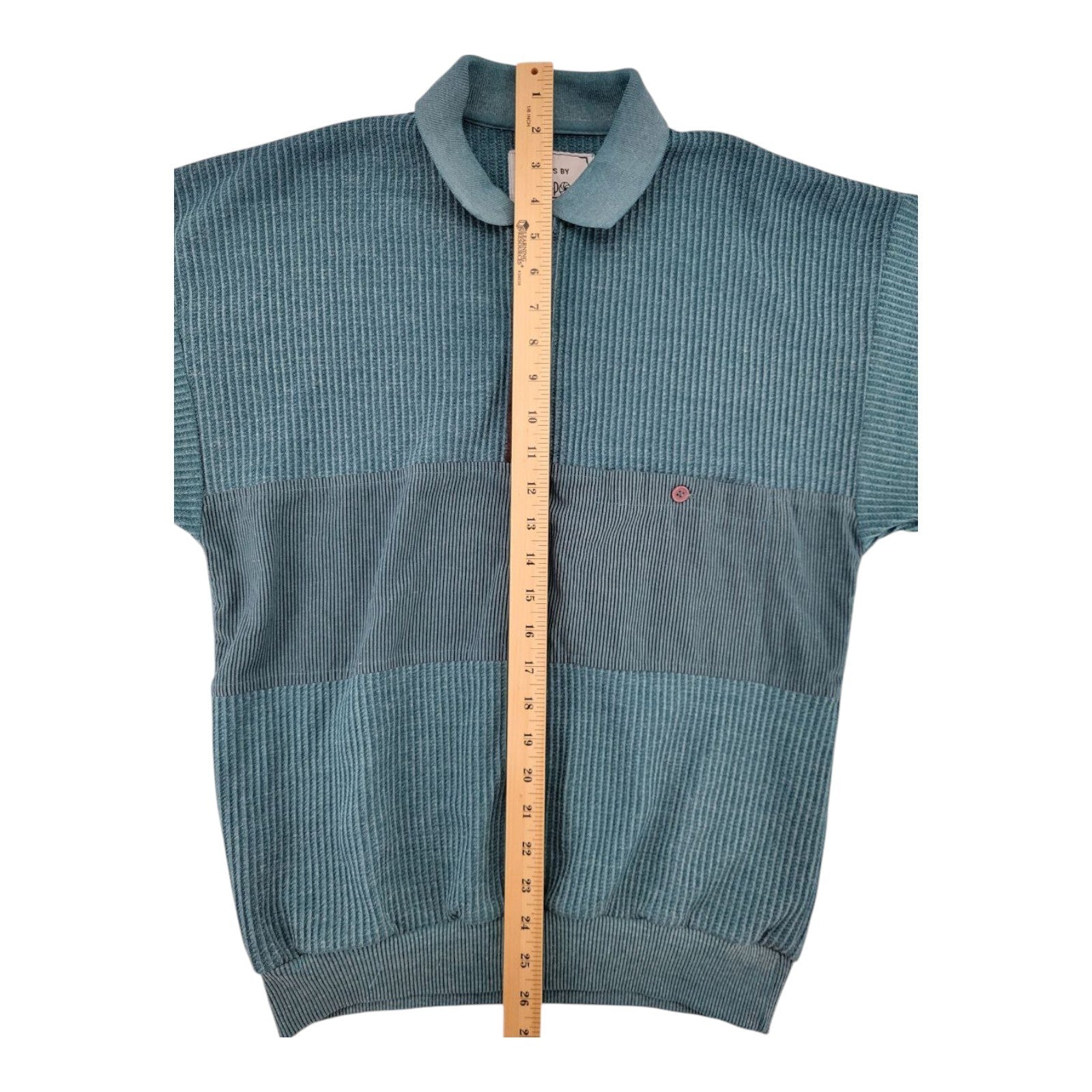 Huk-A-Poo Mens Ribbed Pullover Sweater Teal Blue Long Sleeve Size M