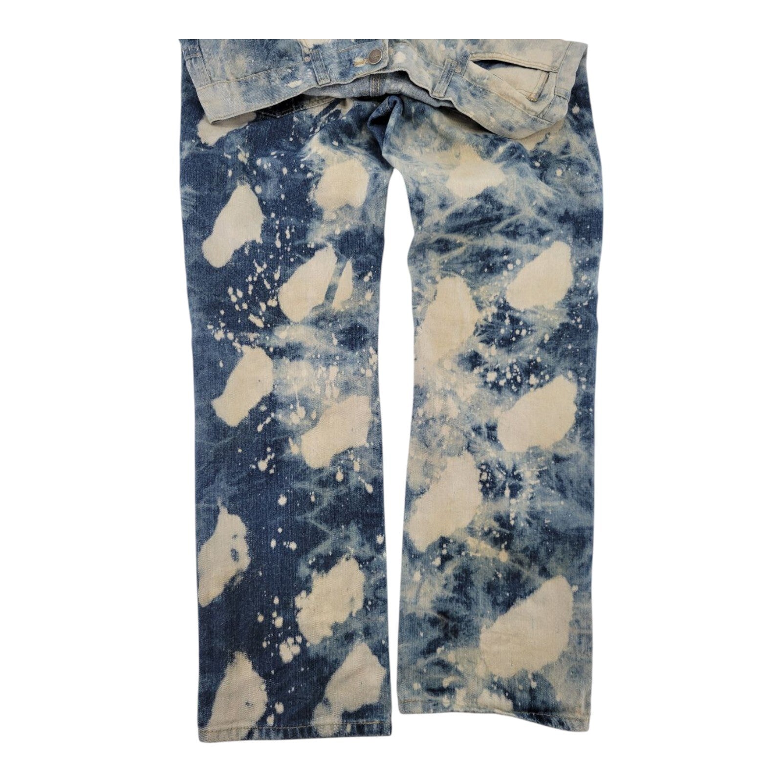 Denim & Rivets Stonewashed Distressed Moto Denim Jeans Bleached Mens Size 36