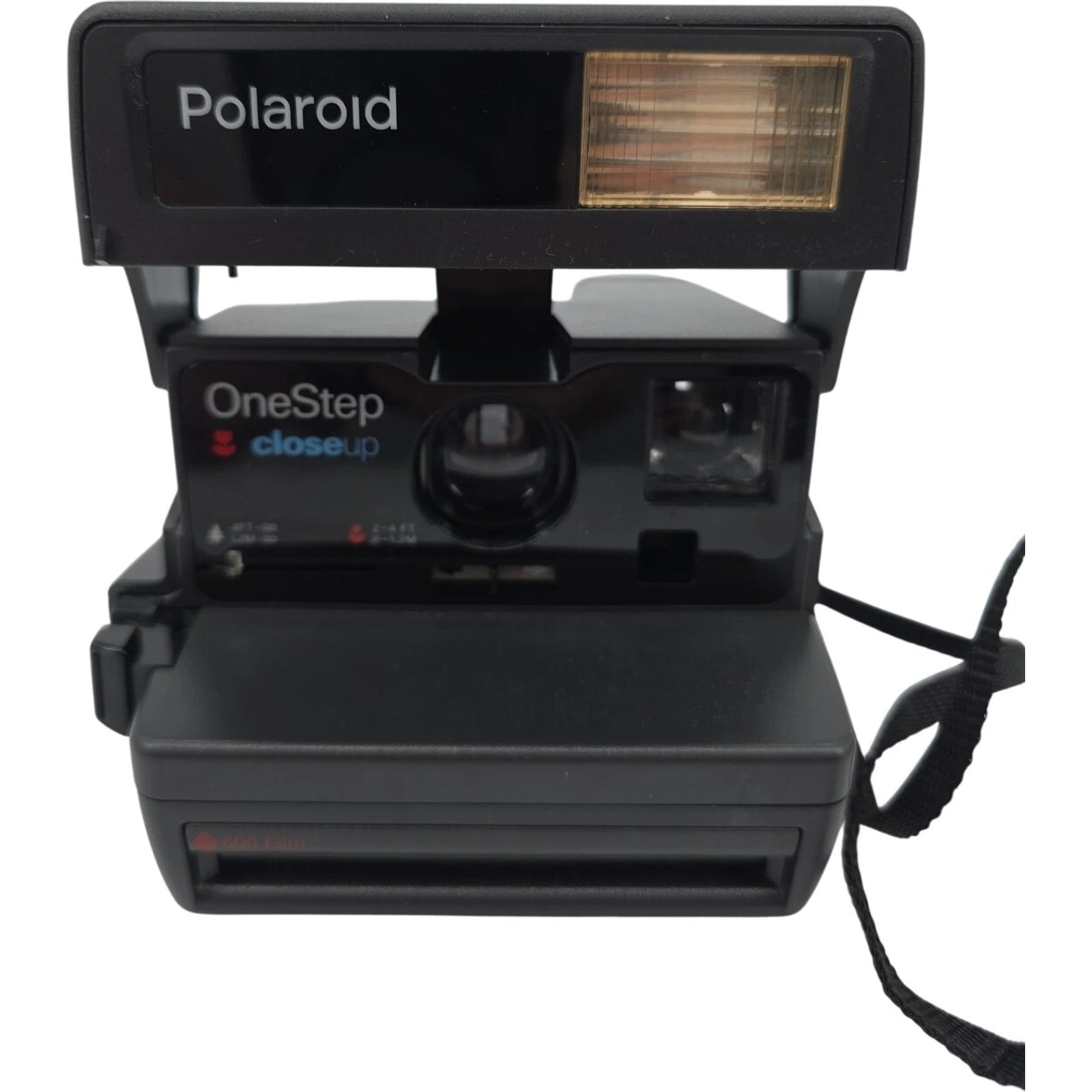 Polaroid OneStep CloseUp 600 Instant Film Camera Black Tested Working with Strap