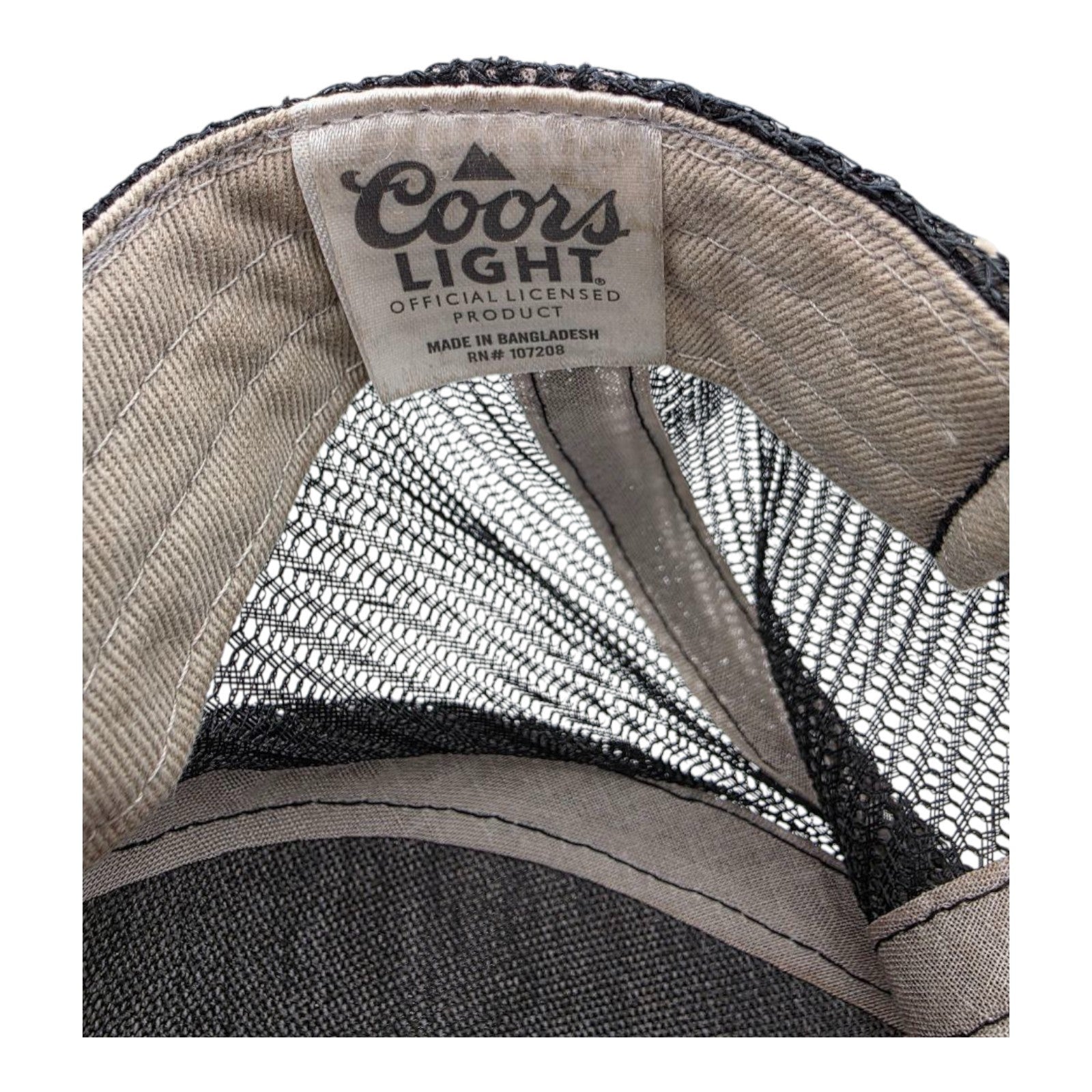 Coors Light Beer H3 Headwear Trucker Hat Beige Black Mesh Snapback Adjustable
