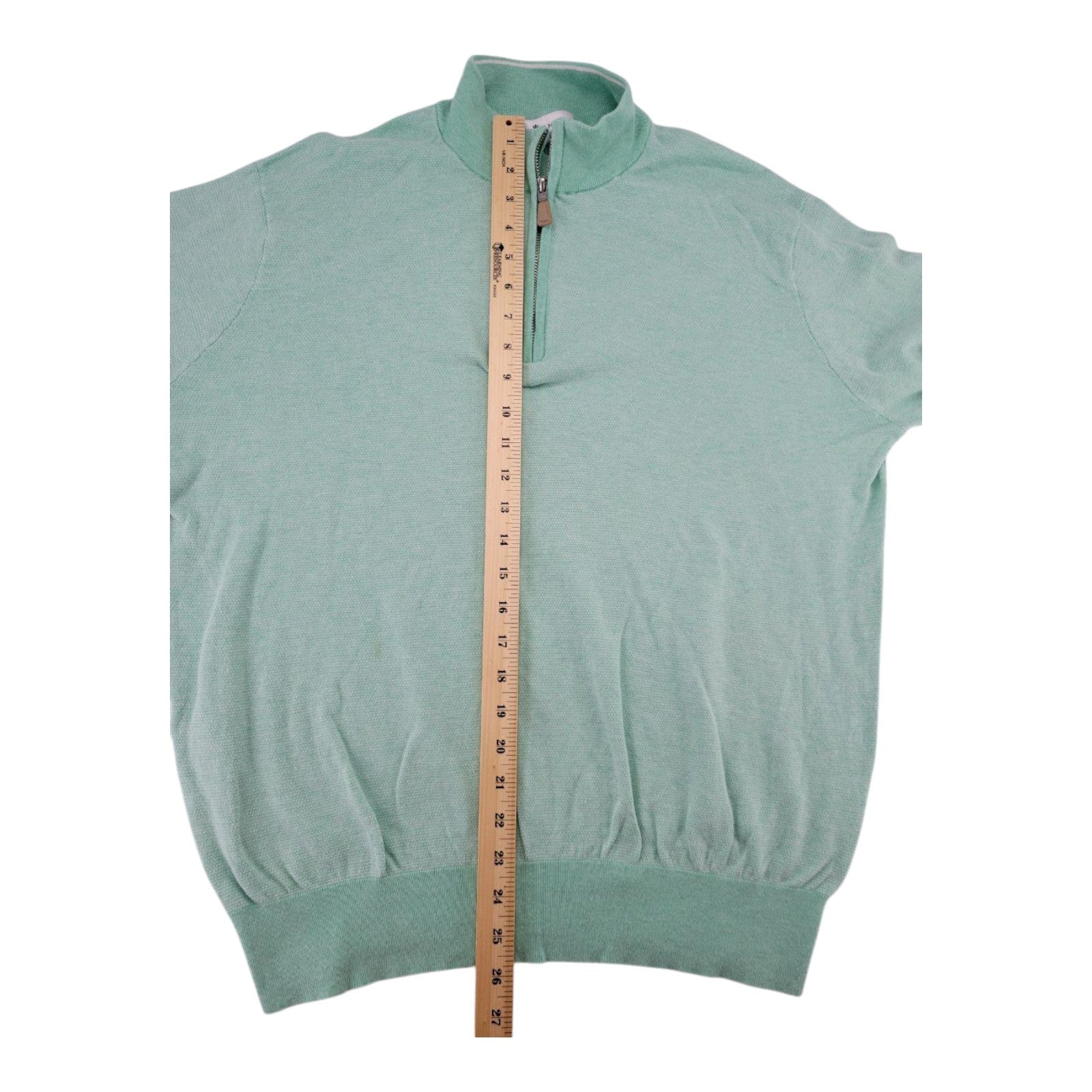 Peter Millar Men's 1/4 Zip Pullover Sweater Green Size L Cotton Blend