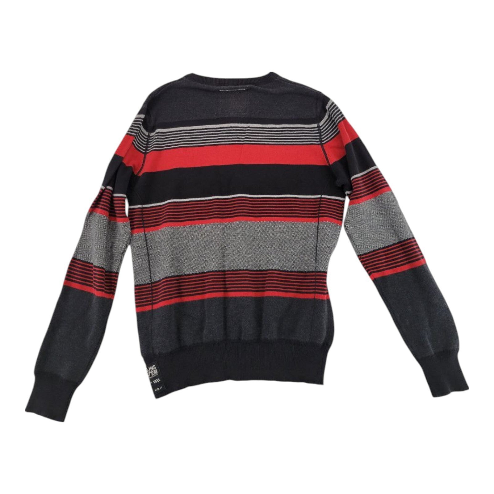 MFDJNS Industry Striped Sweater Red Gray Black Long Sleeve Pullover V Neck Small