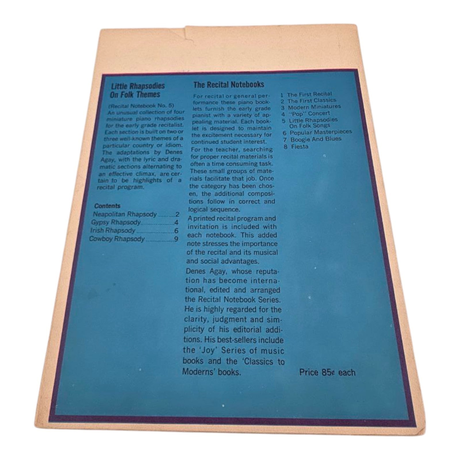 Little Rhapsodies on Folk Themes Piano Solos Denes Agay Recital Notebook No. 5