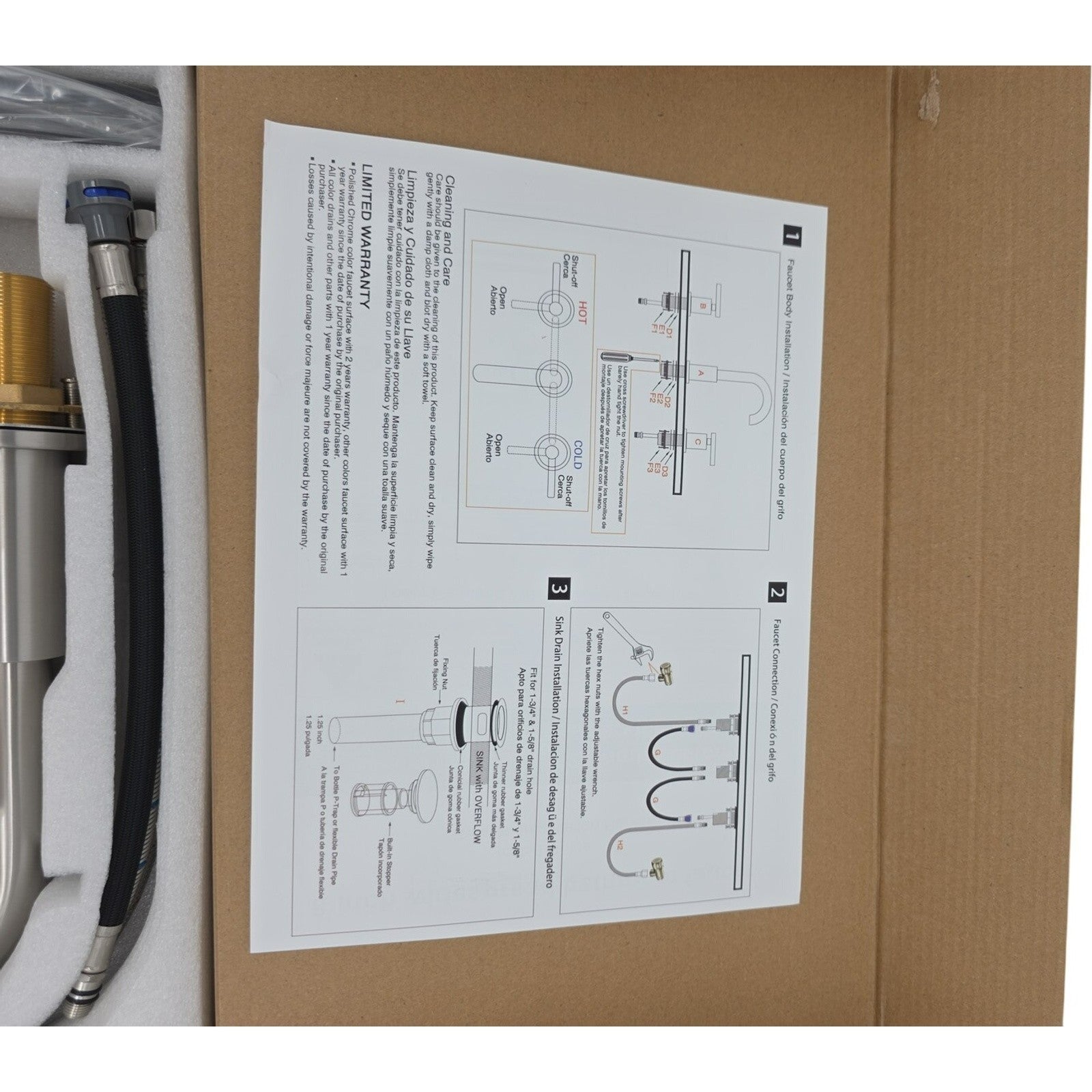 TRUSTMI Brass Bathroom Sink Faucet 2 Handle Widespread with Valve 8 Inch