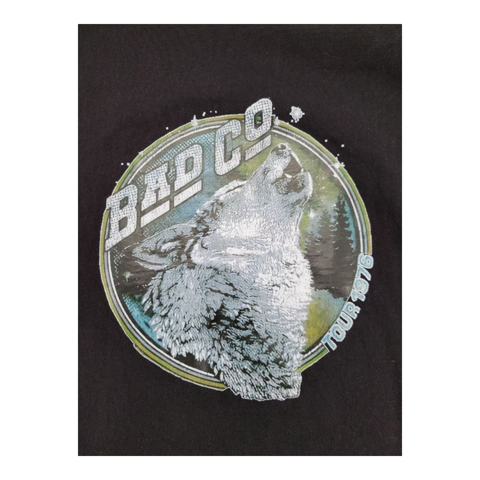 Pro1 Dada Bad Company Tour 1976 T-Shirt Black Wolf Graphic Rock Tee XL