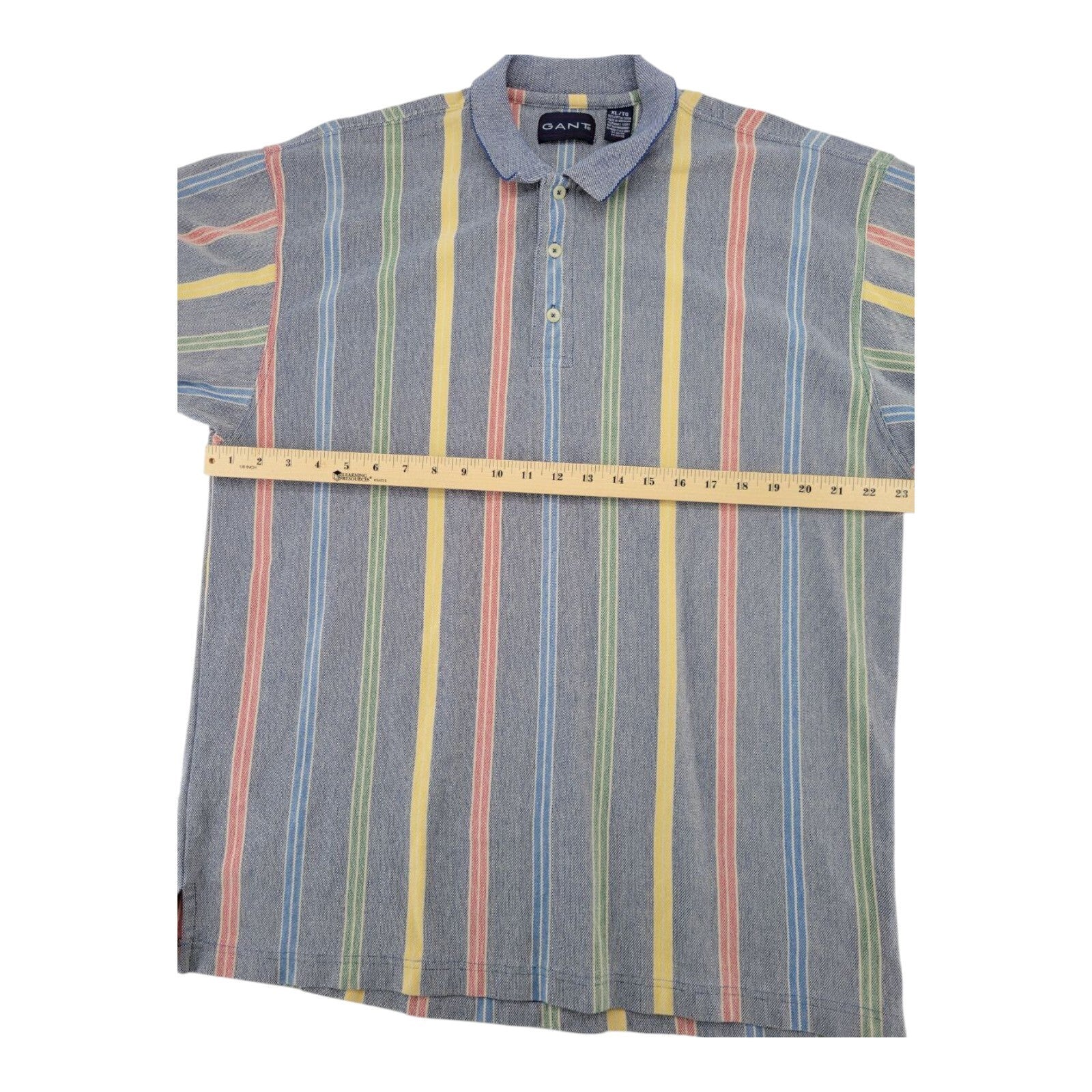 GANT Polo Shirt Mens Multicolor Vertical Stripe 100% Cotton Size XL