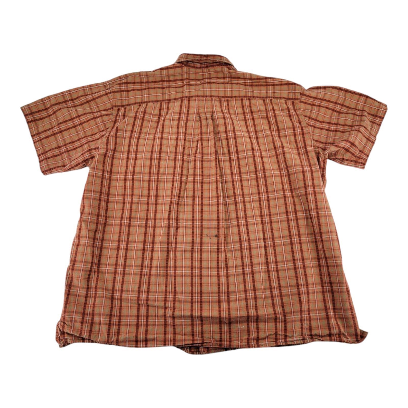 L.L. Bean Men's XL Plaid Shirt Orange Short Sleeve Button Front Cotton
