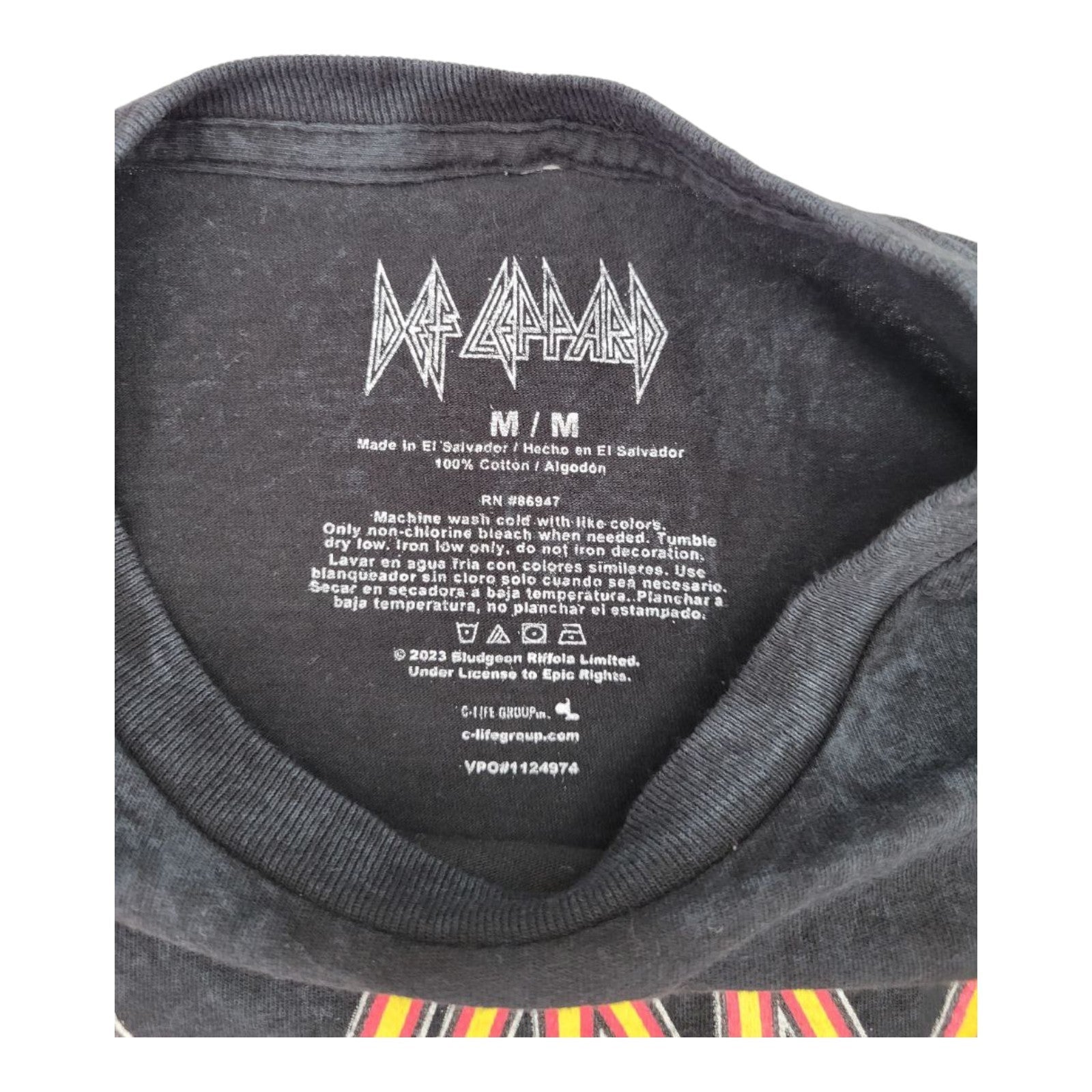 Def Leppard Men's Black Crest Graphic T-Shirt Size M Rock Band Tee