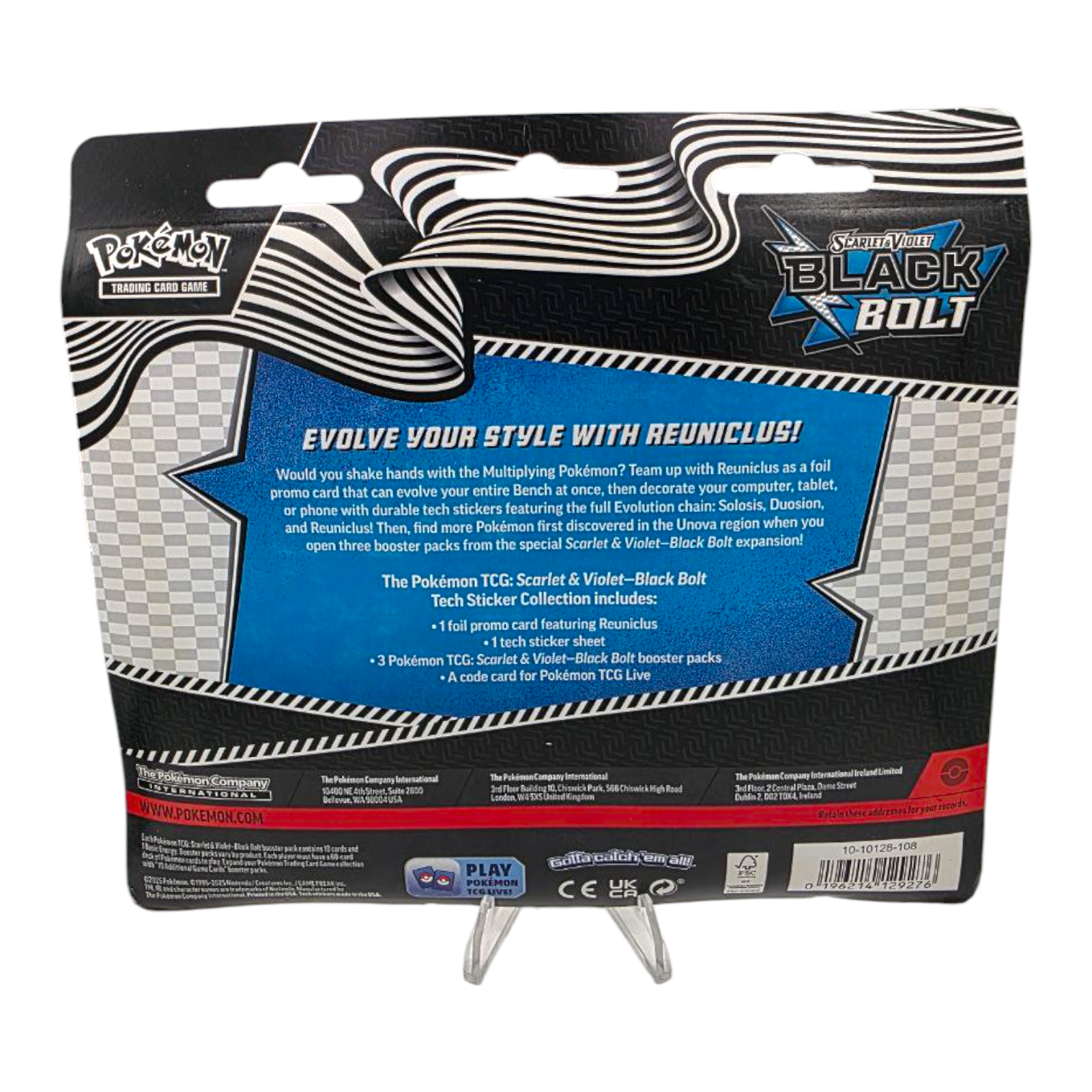 Pokémon TCG Scarlet Violet Black Bolt Tech Sticker Collection 3 Pack Blister