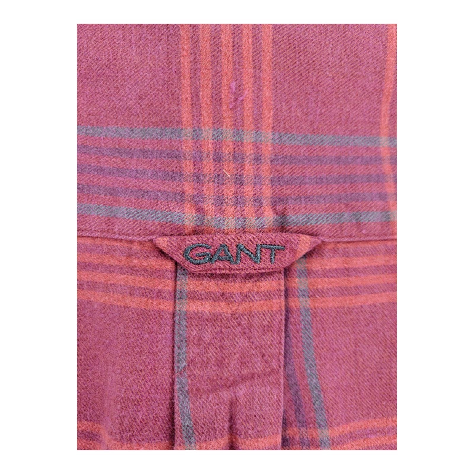 GANT Men's Red Plaid Tisbury Flannel Button Down Shirt Long Sleeve M