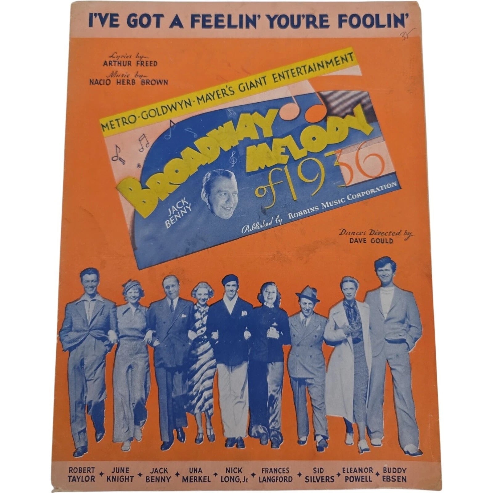 I've Got a Feelin' You're Foolin' Broadway Melody of 1936 Sheet Music Jack Benny