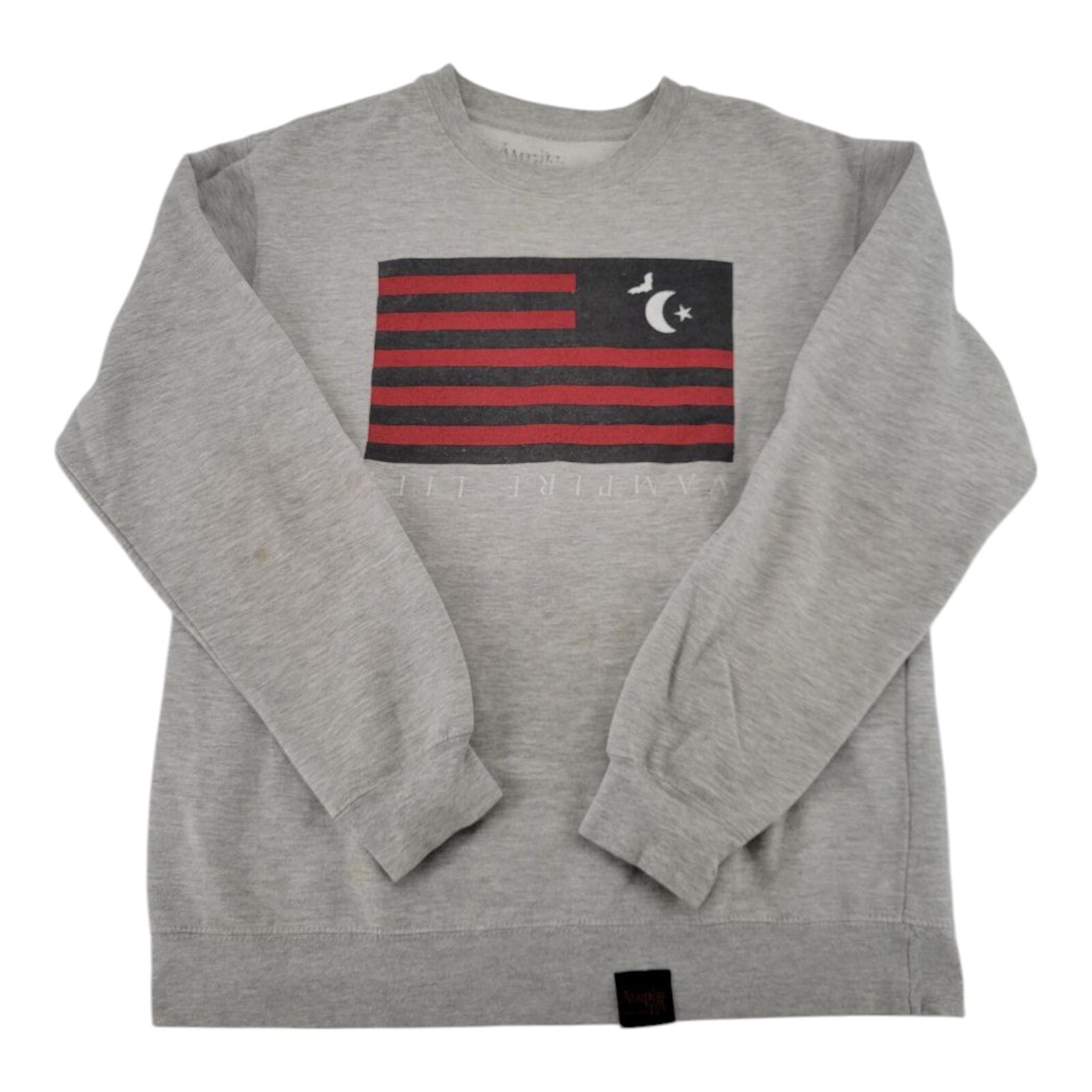 Vampire Life Gray Sweatshirt Mens Red Black Flag Bat Graphic Size L