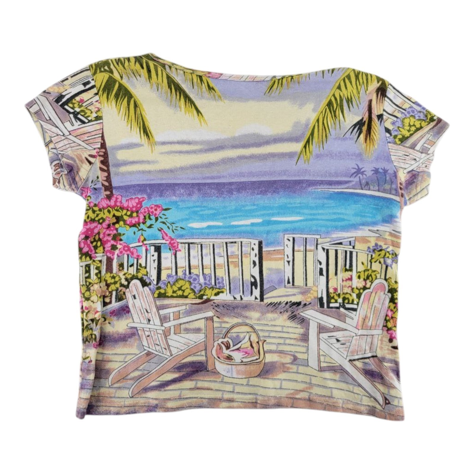 Take Two Clothing Co Beach Scene Embellished Crop Top PL Petite Large