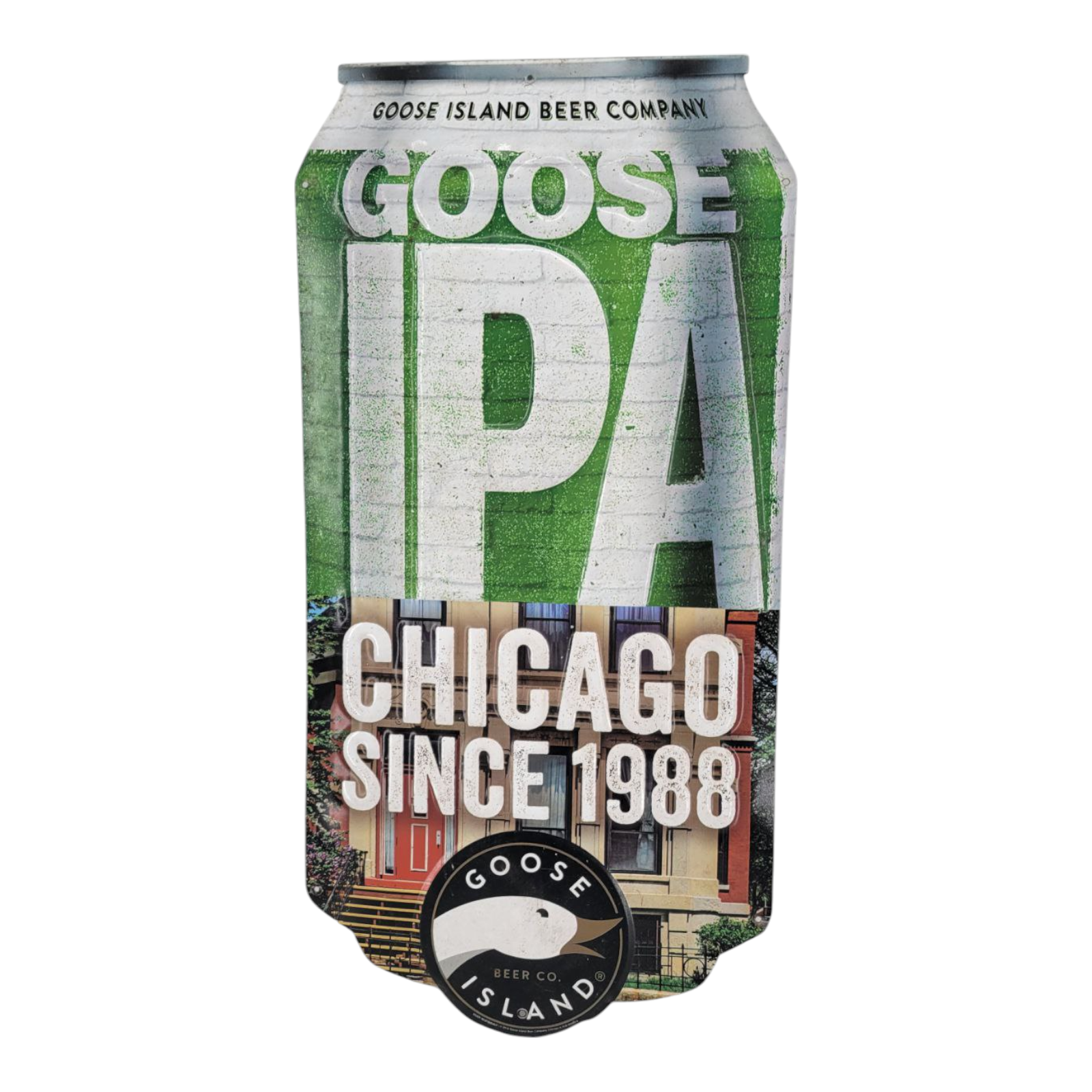 Goose Island Beer Company Goose IPA Metal Multicolored Beer Sign 29.5" x 14.5"