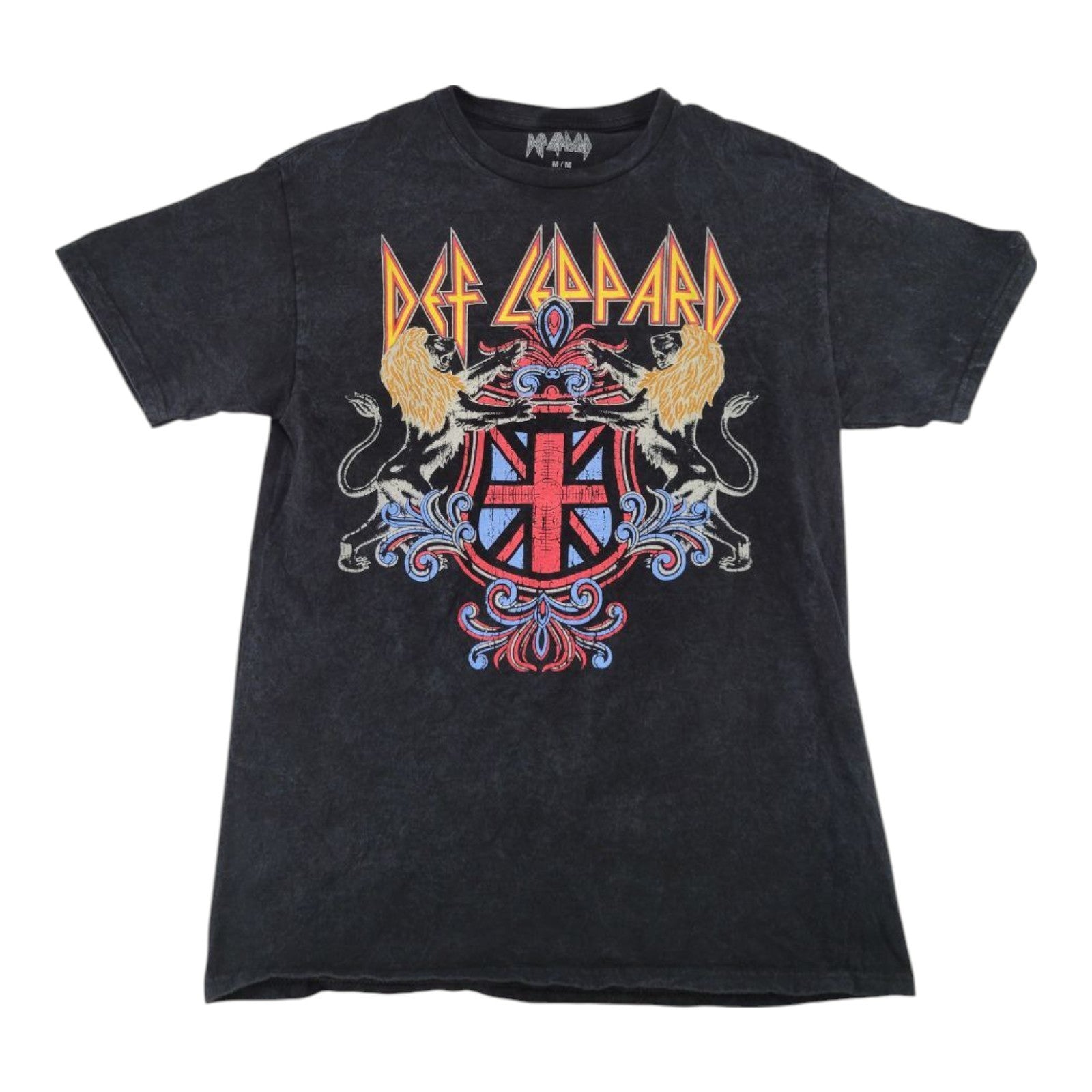 Def Leppard Men's Black Crest Graphic T-Shirt Size M Rock Band Tee
