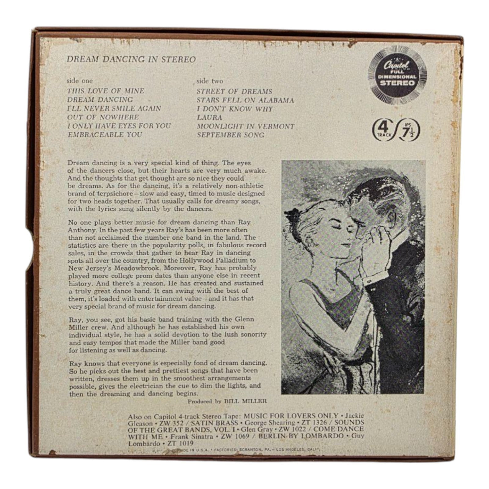 Ray Anthony Plays for Dream Dancing Reel to Reel Tape 4 Track 7 1/2 IPS