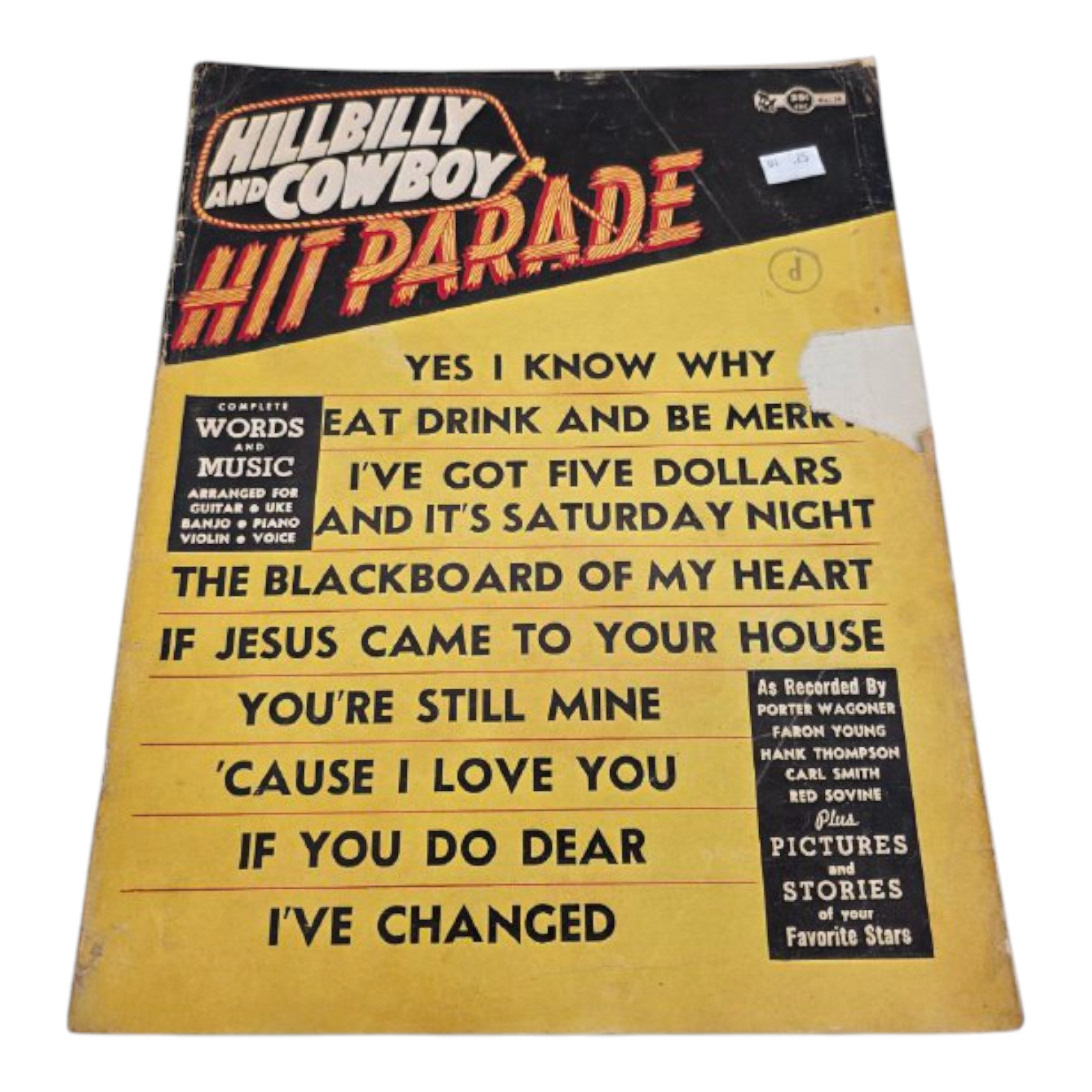 Hillbilly and Cowboy Hit Parade Vintage Sheet Music 1956 Lancaster Music