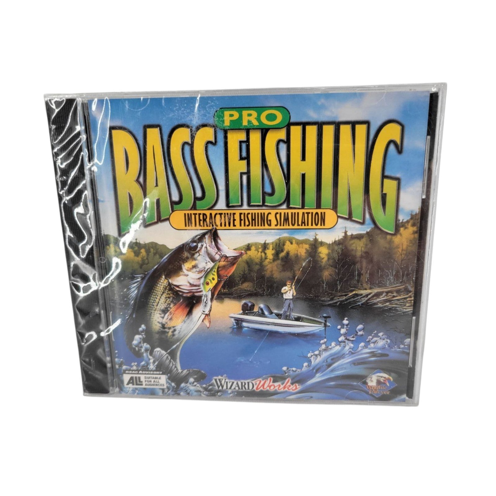 Vintage 1998 Pro Bass Fishing Interactive Fisihing Simulation PC Game Windows 95