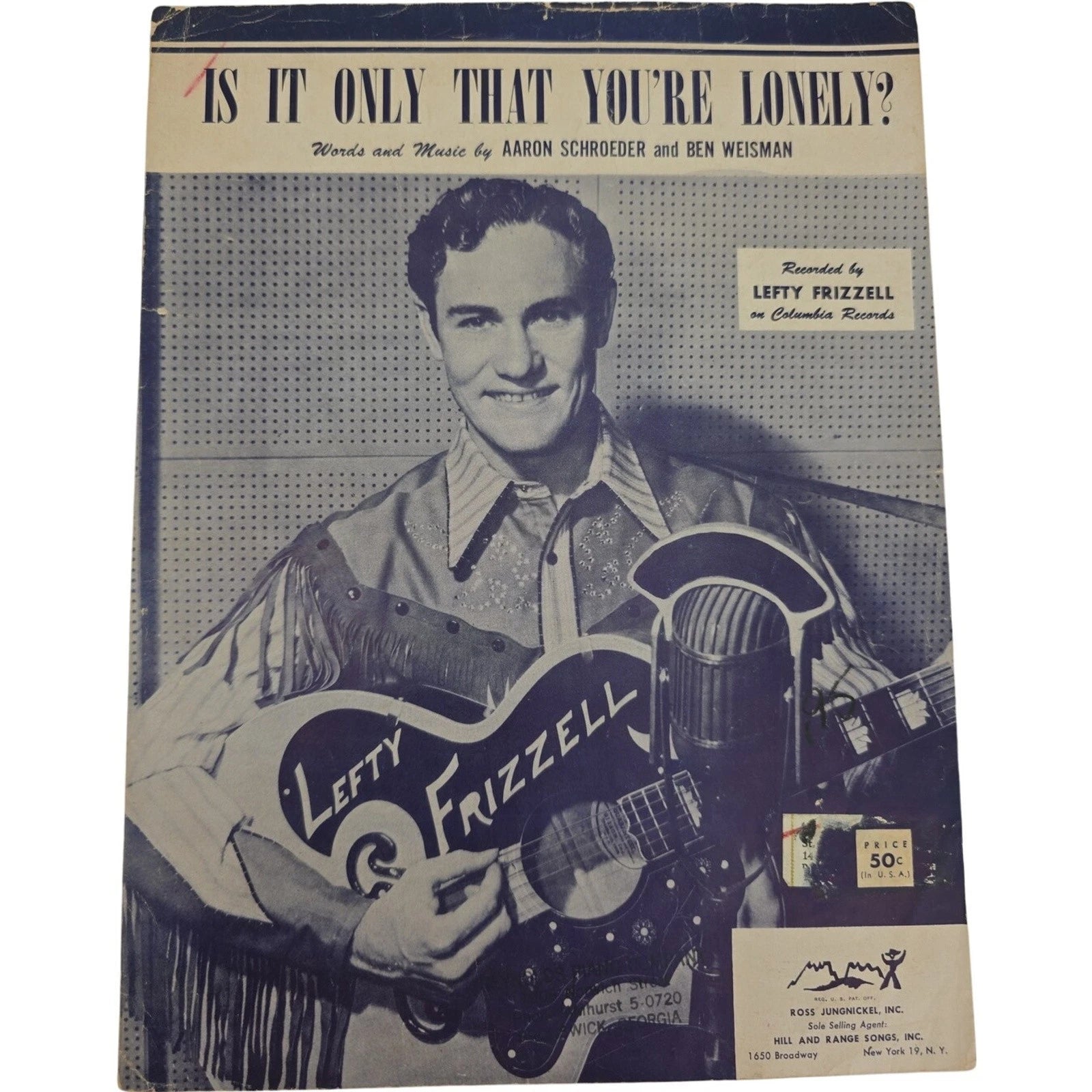 Is It Only That You’re Lonely 1957 Sheet Music Recorded by Lefty Frizzell