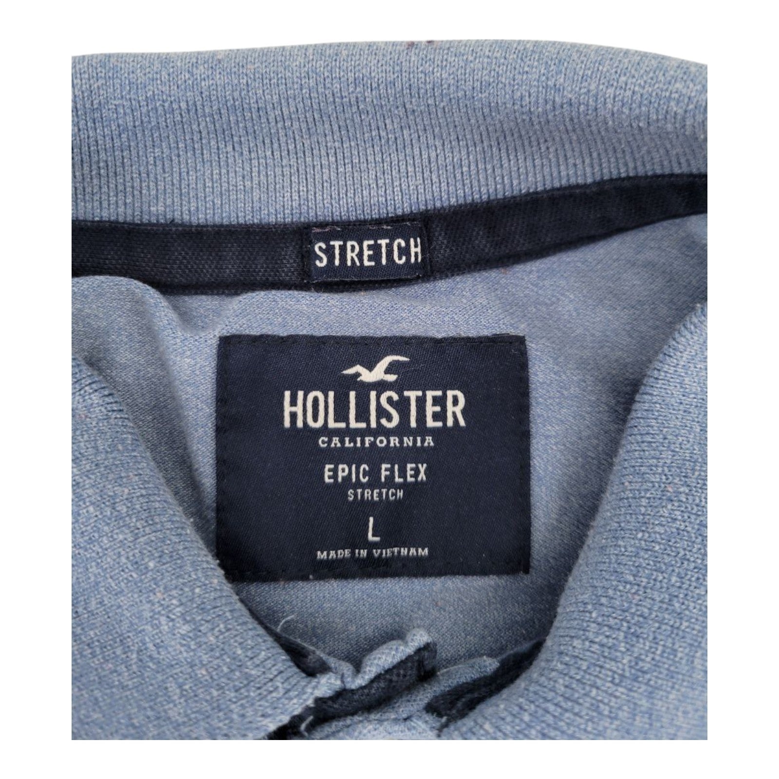 Hollister California Epic Flex Stretch Short Sleeve Polo Shirt Blue Size L