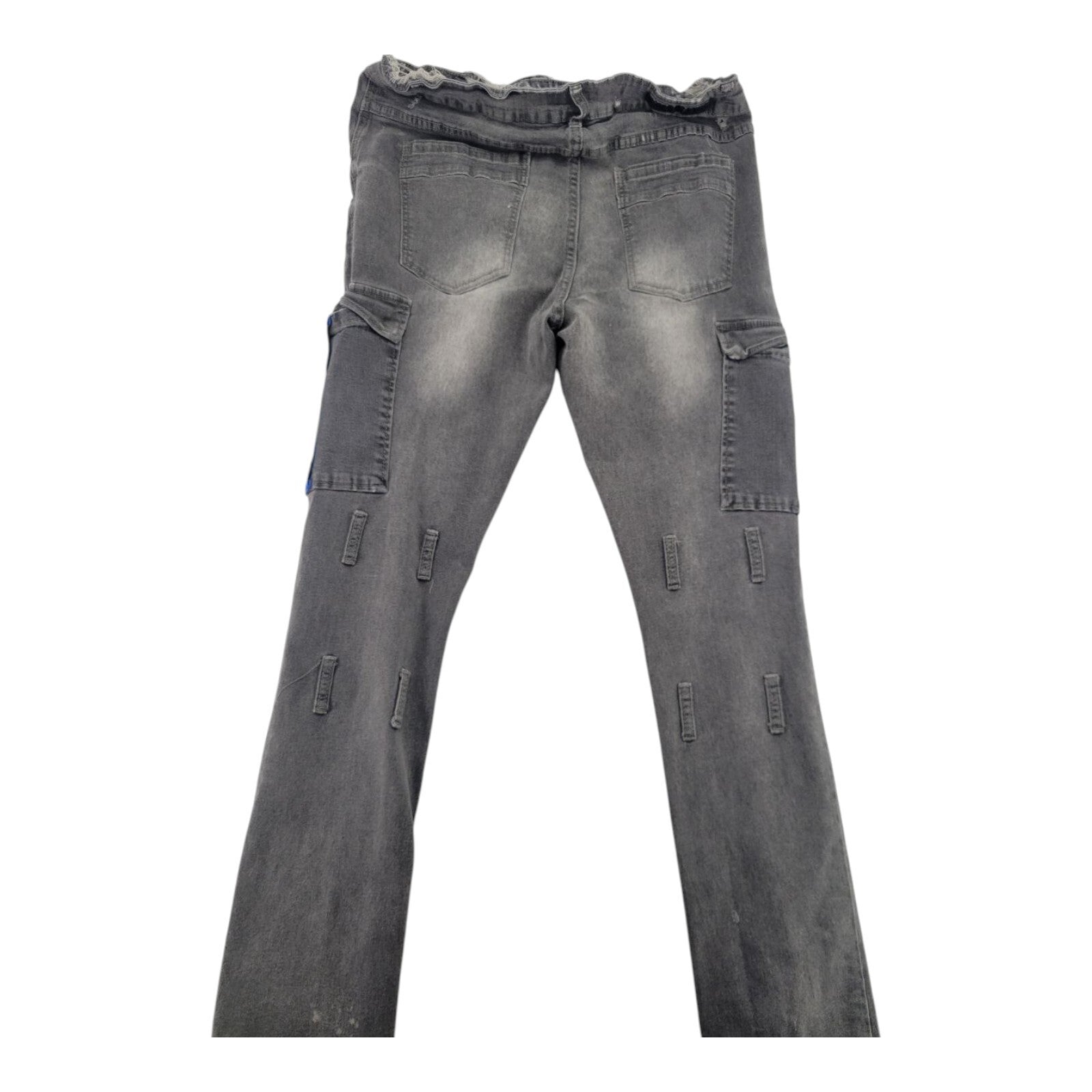 M Society Politically Incorrect Mens Gray Distressed Skinny Jeans 40x32