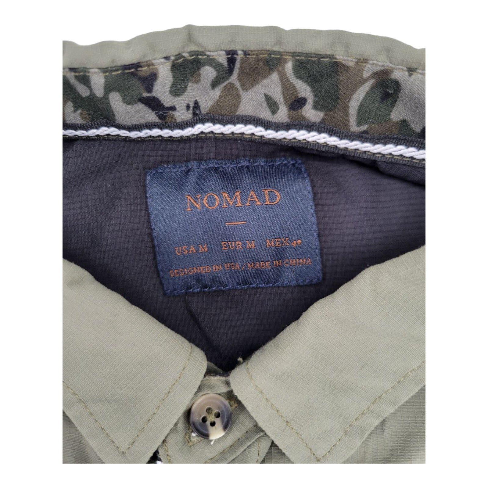 Nomad Green Button Up Shirt Mens Long Sleeve Black Chest Pockets Size M