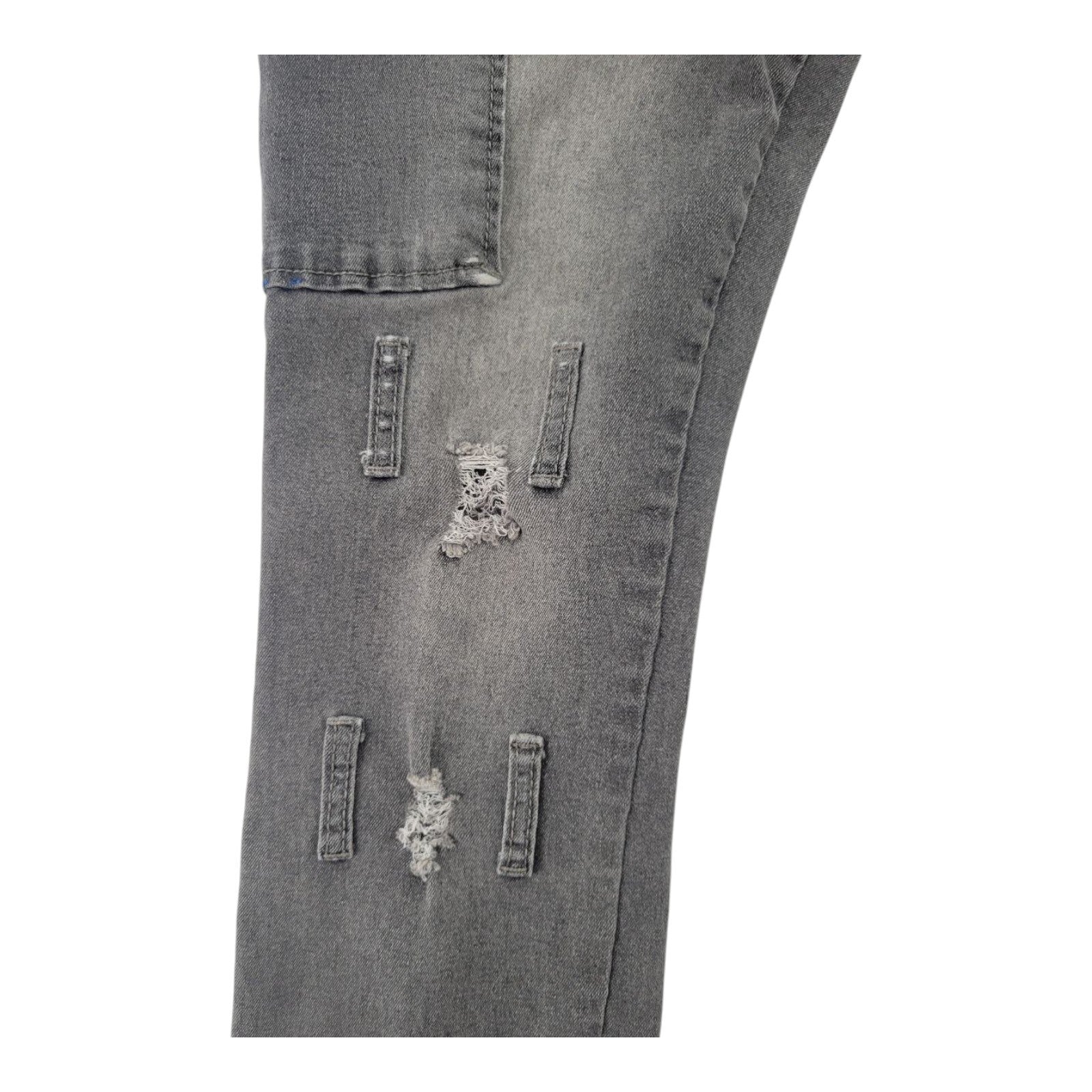 M Society Politically Incorrect Mens Gray Distressed Skinny Jeans 40x32