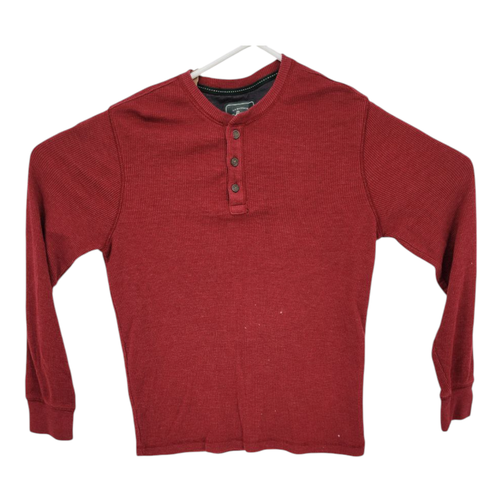 G.H. Bass & Co Mens Long Sleeve Thermal Henley Red Rhubarb Heather Shirt M