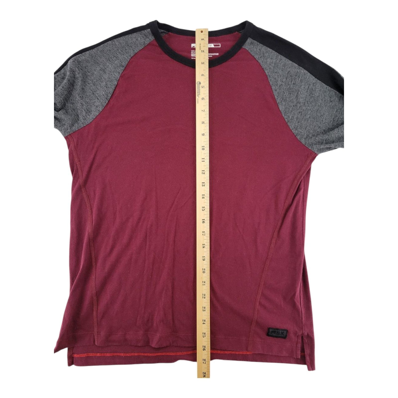MSX by Michael Strahan Long Sleeve Shirt Maroon Gray Colorblock Size Medium