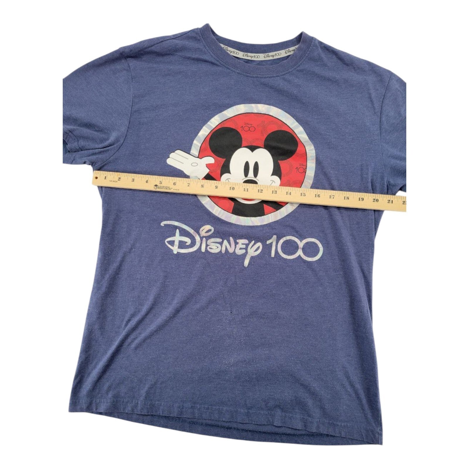 Disney 100 Years of Wonder Mickey Mouse T-Shirt Blue Graphic Tee Size L