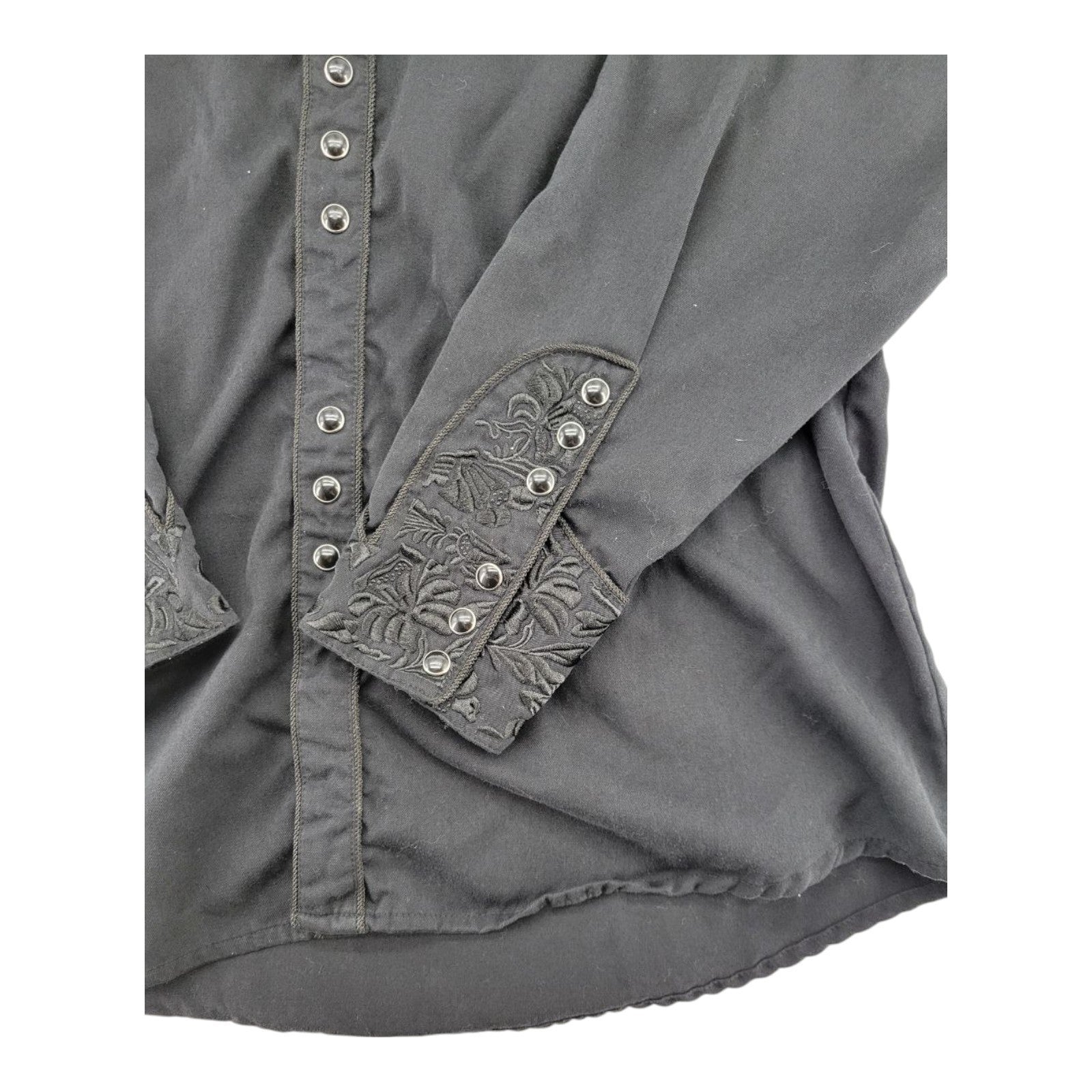 Scully Men's Western Shirt Black XL Embroidered Pearl Snaps Long Sleeve