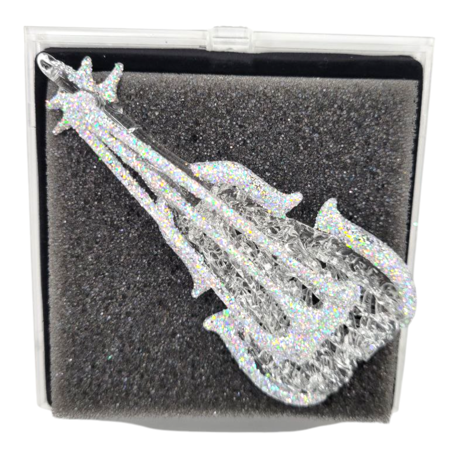 Unique Treasure Hand Spun Glass Christmas Ornament Sparkling Violin in Box