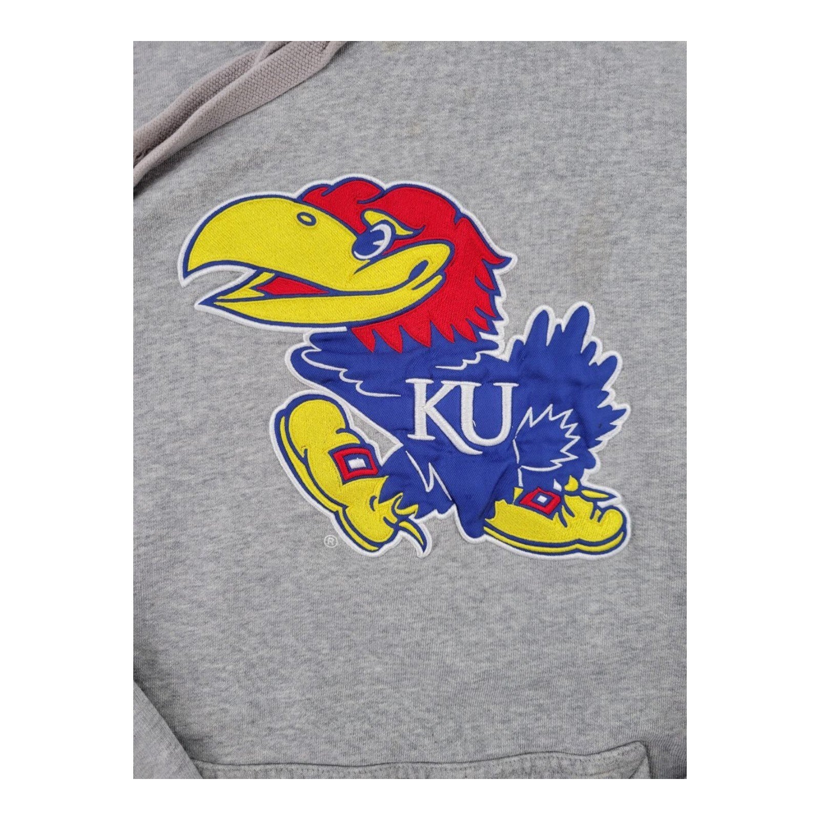 Colosseum Kansas Jayhawks Hoodie Mens Gray Fleece Pullover Sweatshirt Size XL