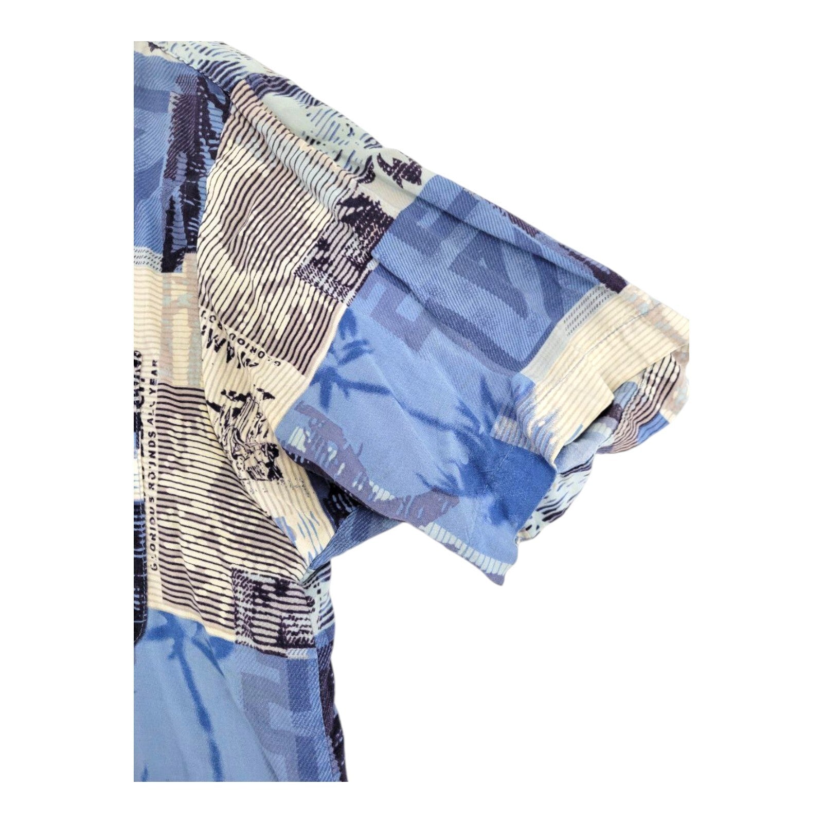 Puritan Blue Hawaiian Shirt Mens Rayon Miami Beach Vintage Vibes Size Large