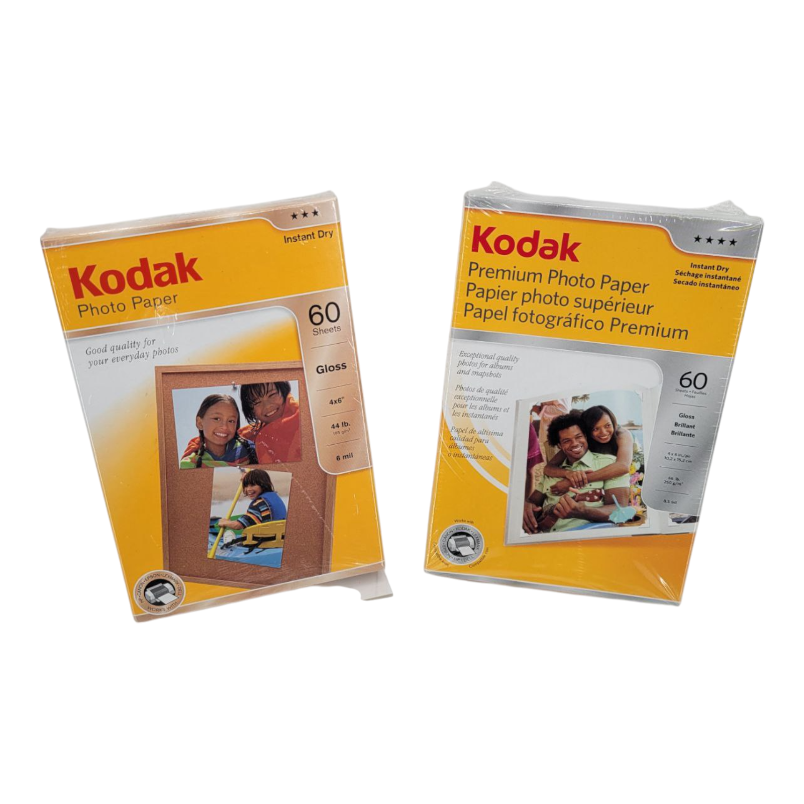 Kodak Gloss Photo Paper Bundle 4x6 60 Sheets Each Regular Premium