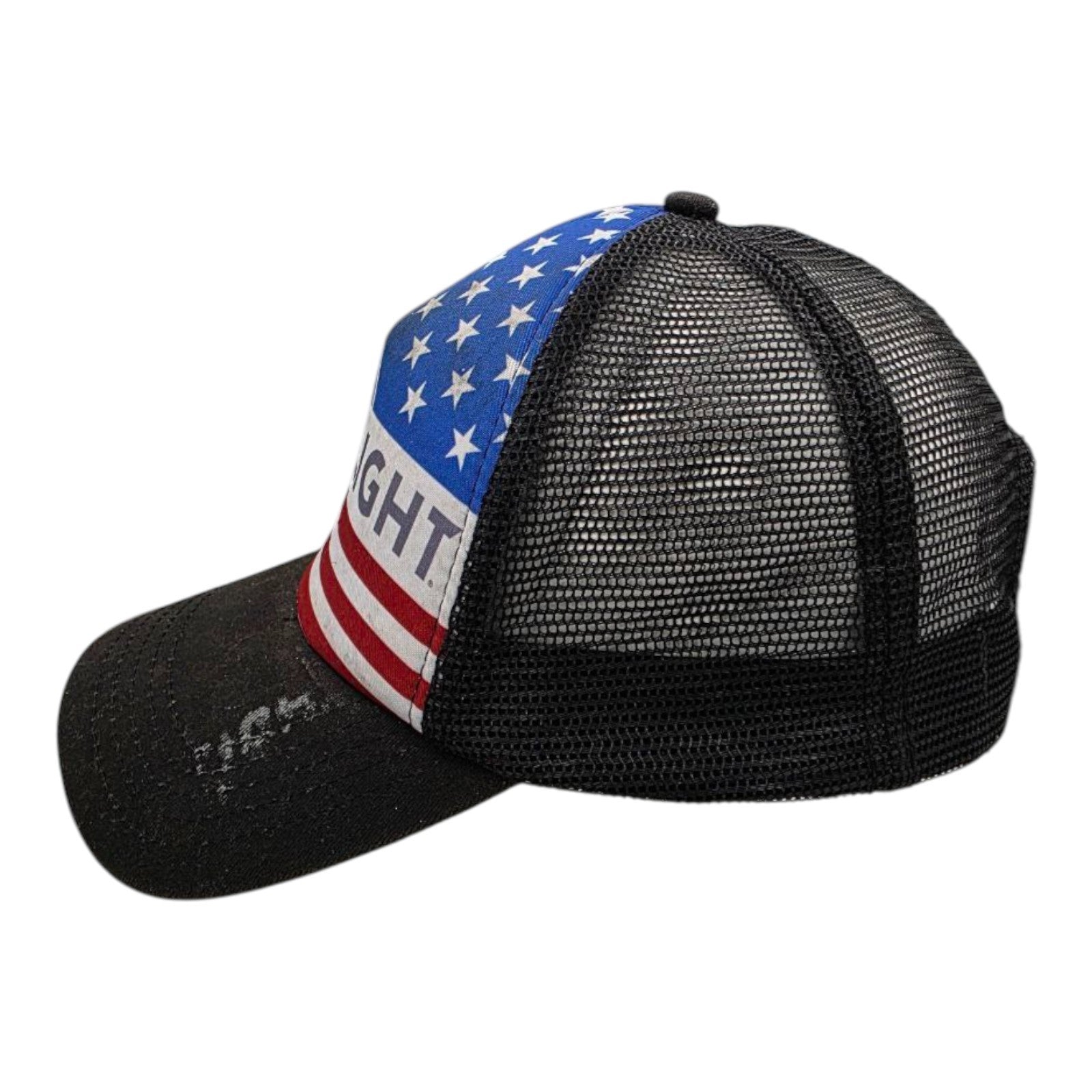 Coors Light USA Flag Stars Stripes Mesh Trucker Hat Black Snapback H3 Headwear